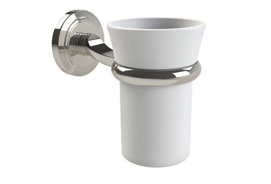 Miller 8003MN Oslo Ceramic Tumbler & Holder 95mm Polished Nickel