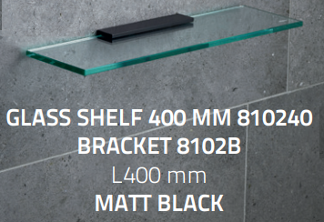 Miller 810240C Classic Glass Shelf 400mm - Chrome Bracket Included