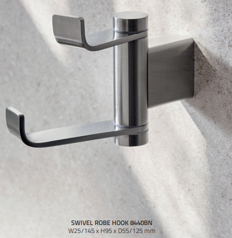 Miller 8440BN Miami Swivel Robe Hook 95x25 145mm S Steel