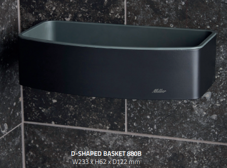 Miller 880B D-Shaped Basket 62x233mm Matt Black