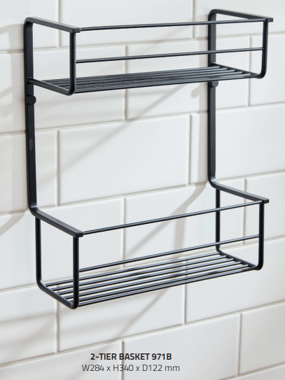 Miller 971B Two Tier Basket 340x284mm Matt Black