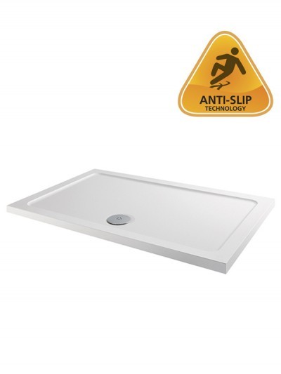 MX Group Elements Anti-Slip Rectangular Shower Tray with 90mm Waste 1300x700mm White [ASSS2]