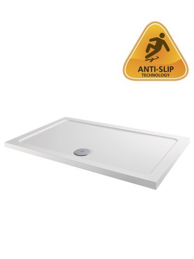 MX Group Elements Anti-Slip Rectangular Shower Tray with 90mm Waste 1300x800mm White [ASSS4]
