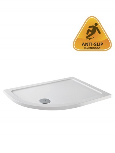 MX Group Elements Left Hand Anti-Slip Offset Quadrant Shower Tray with 90mm Waste 1400x800mm White [ASX79]