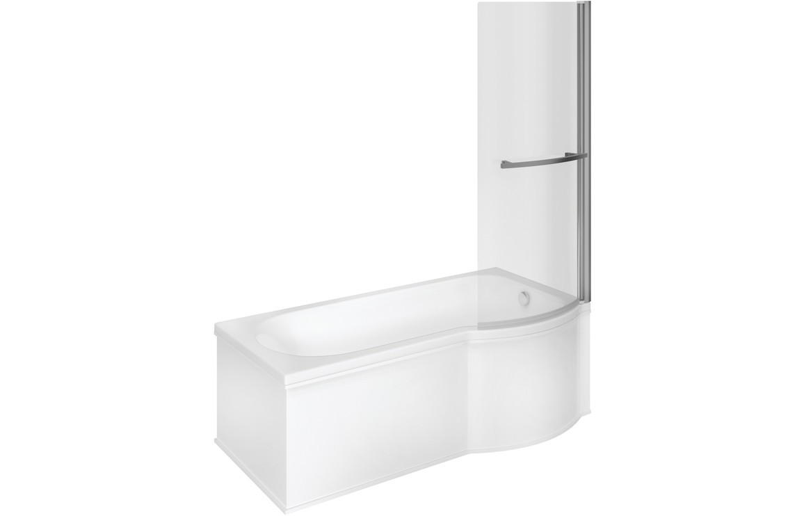 Oristano P Shape 1700x850x560mm 0TH Shower Bath Pack (RH) [PLUM105609]