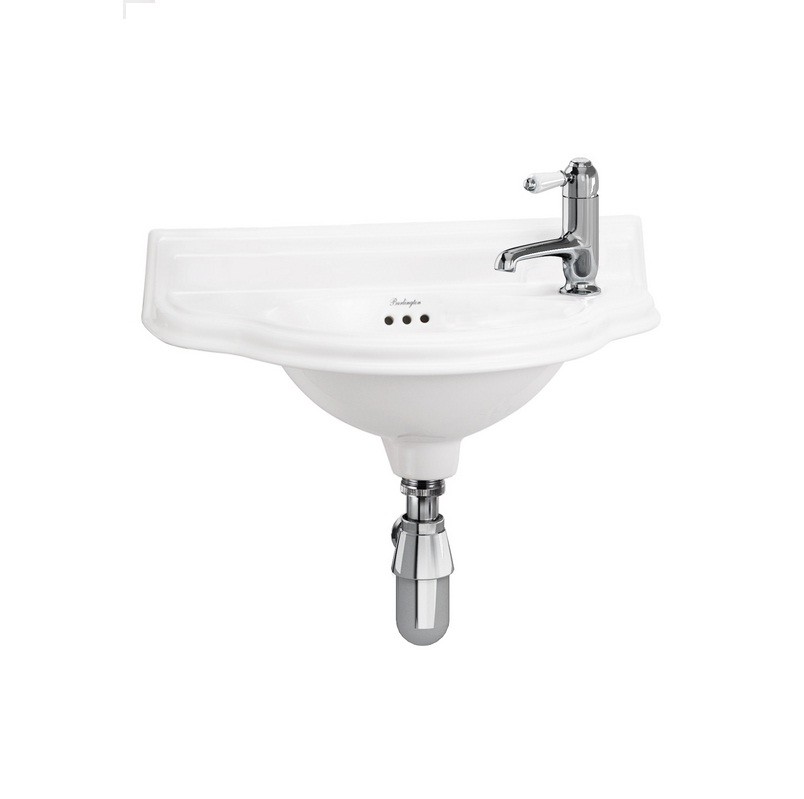 Burlington P13R Cloakroom Curved Basin 495 x 255mm 1 Right Hand Taphole White