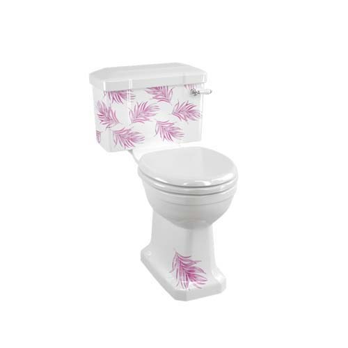 Burlington P5BOTA Bespoke Botanical Pink Close Coupled Open Back Pan 450 x 355mm - (pan only)