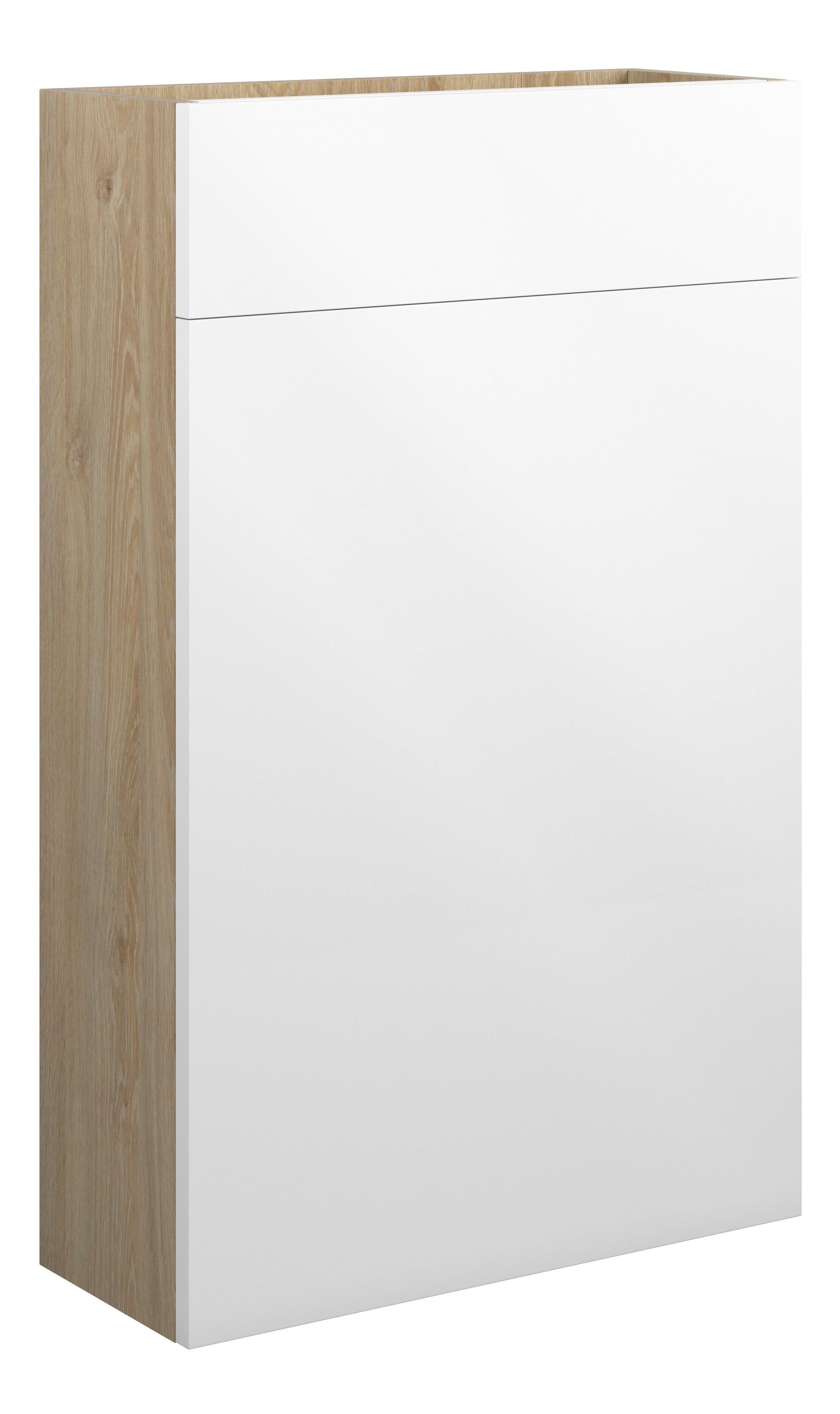 Adula Slim WC Unit 500mm White Gloss (Oak Cabinet) [PLUM110411]