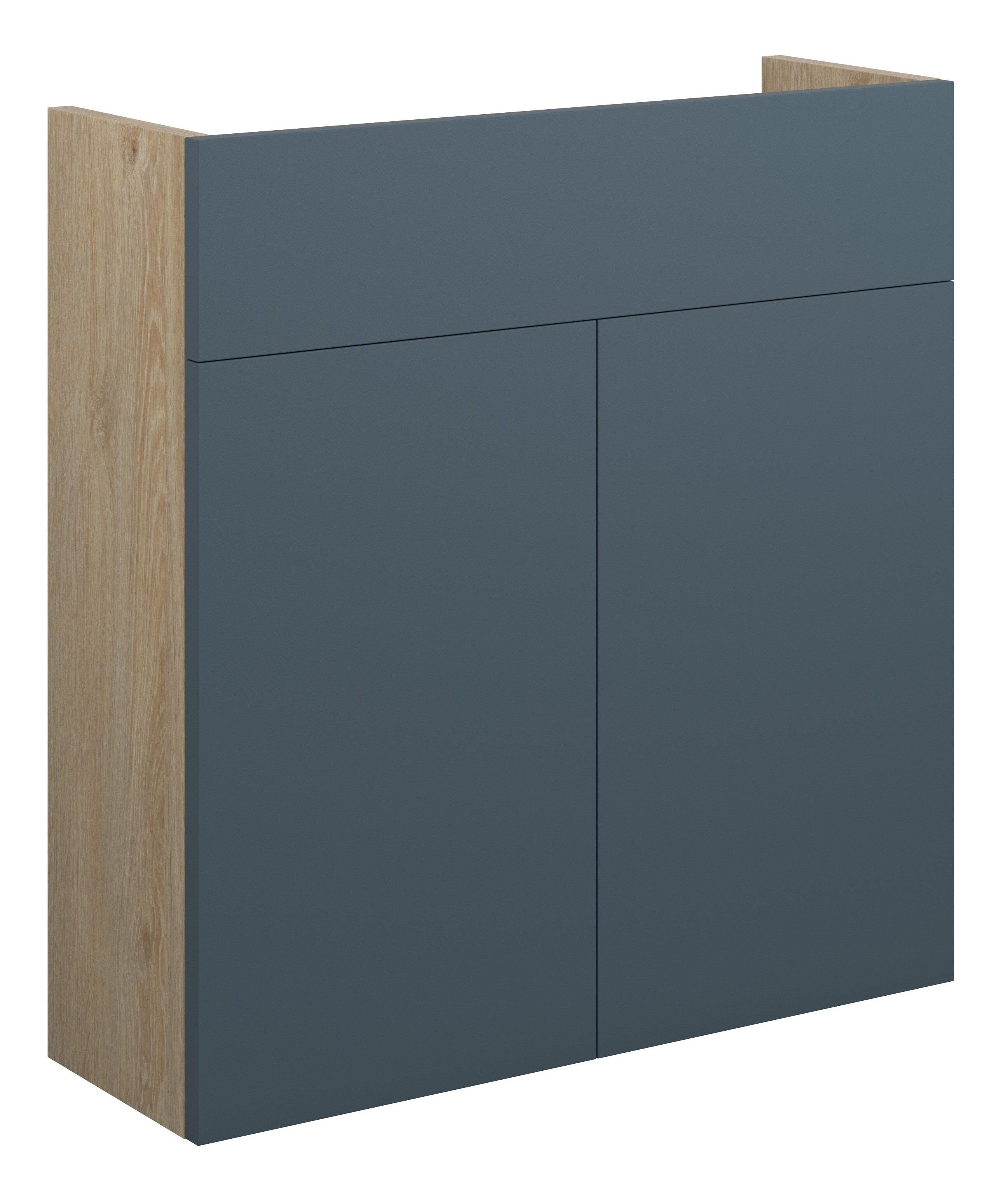 Adula Slim Basin Unit 600mm (2 Door) Matt Arley Blue (Oak Cabinet) [PLUM110902]