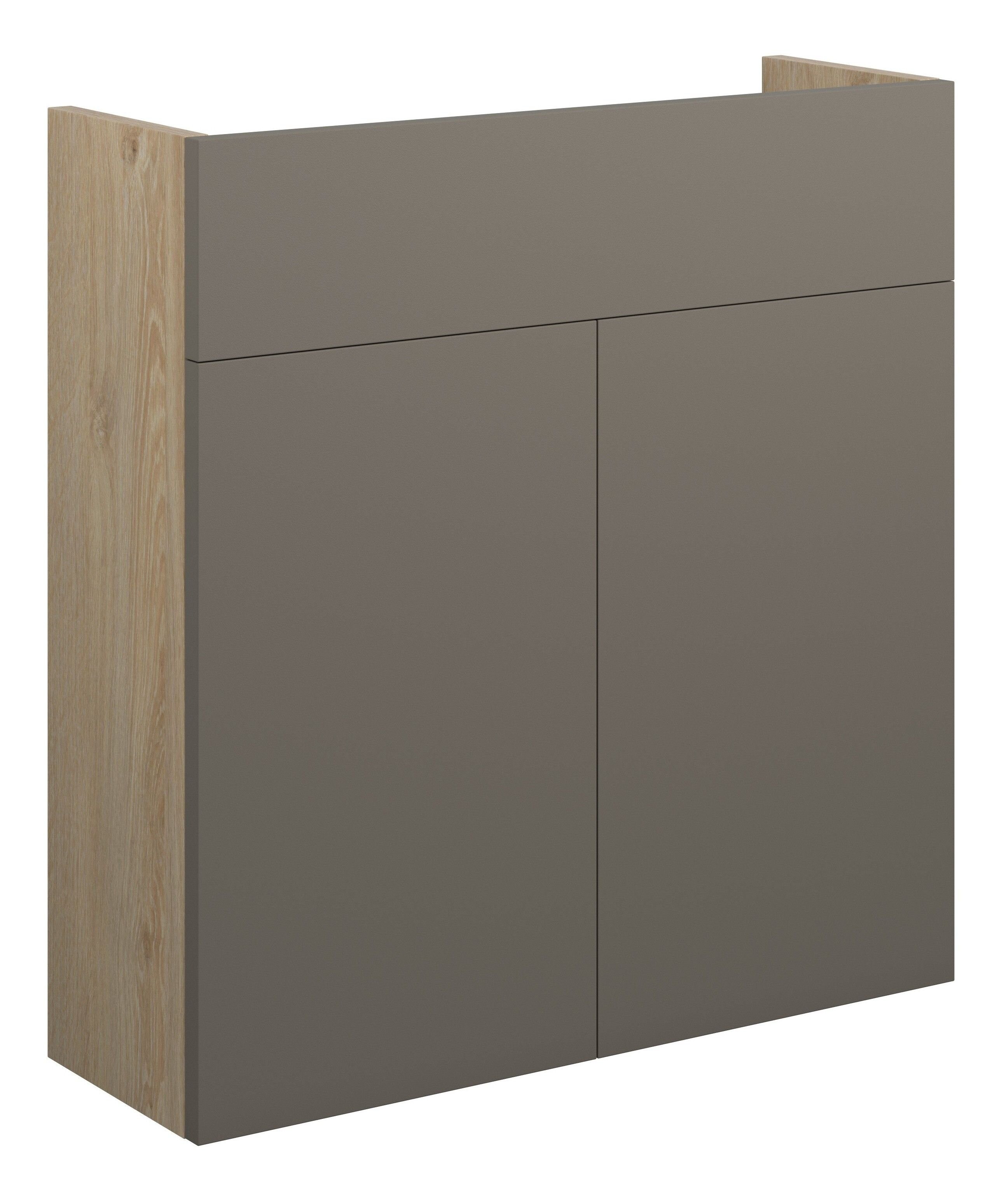 Adula Slim Basin Unit 600mm (2 Door) Matt Stone (Oak Cabinet) [PLUM110689]