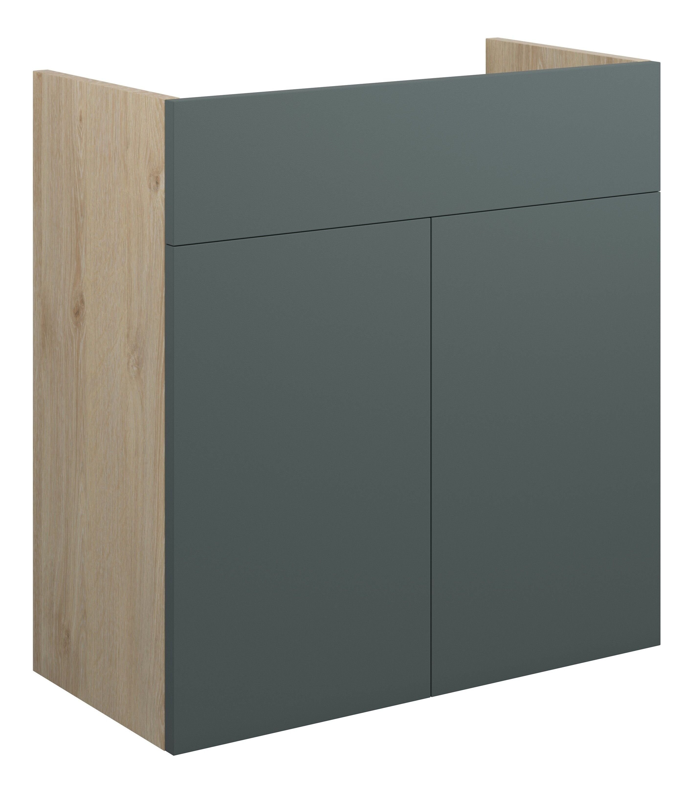 Adula Standard Basin Unit 600mm (2 Door) Matt Green (Oak Cabinet) [PLUM110763]