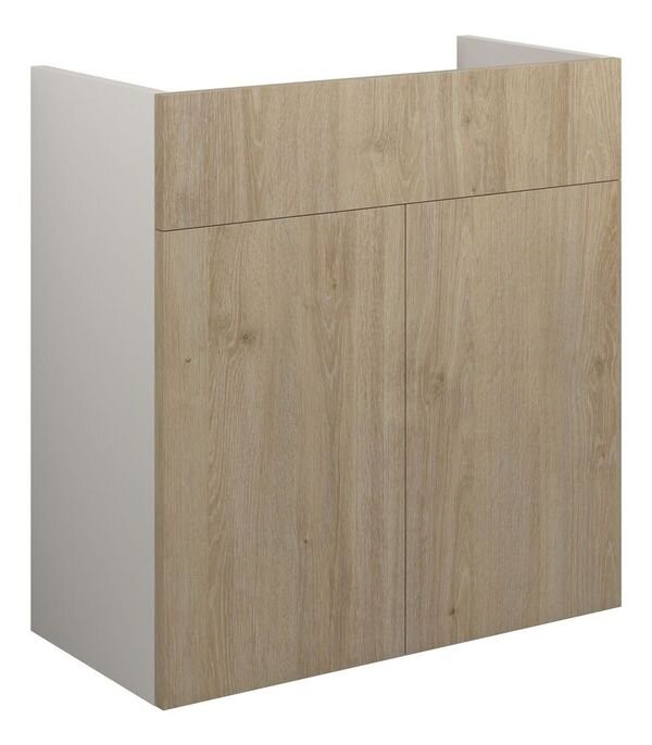 Adula Standard Basin Unit 600mm (2 Door) Havana Oak (Grey Cabinet) [PLUM110620]