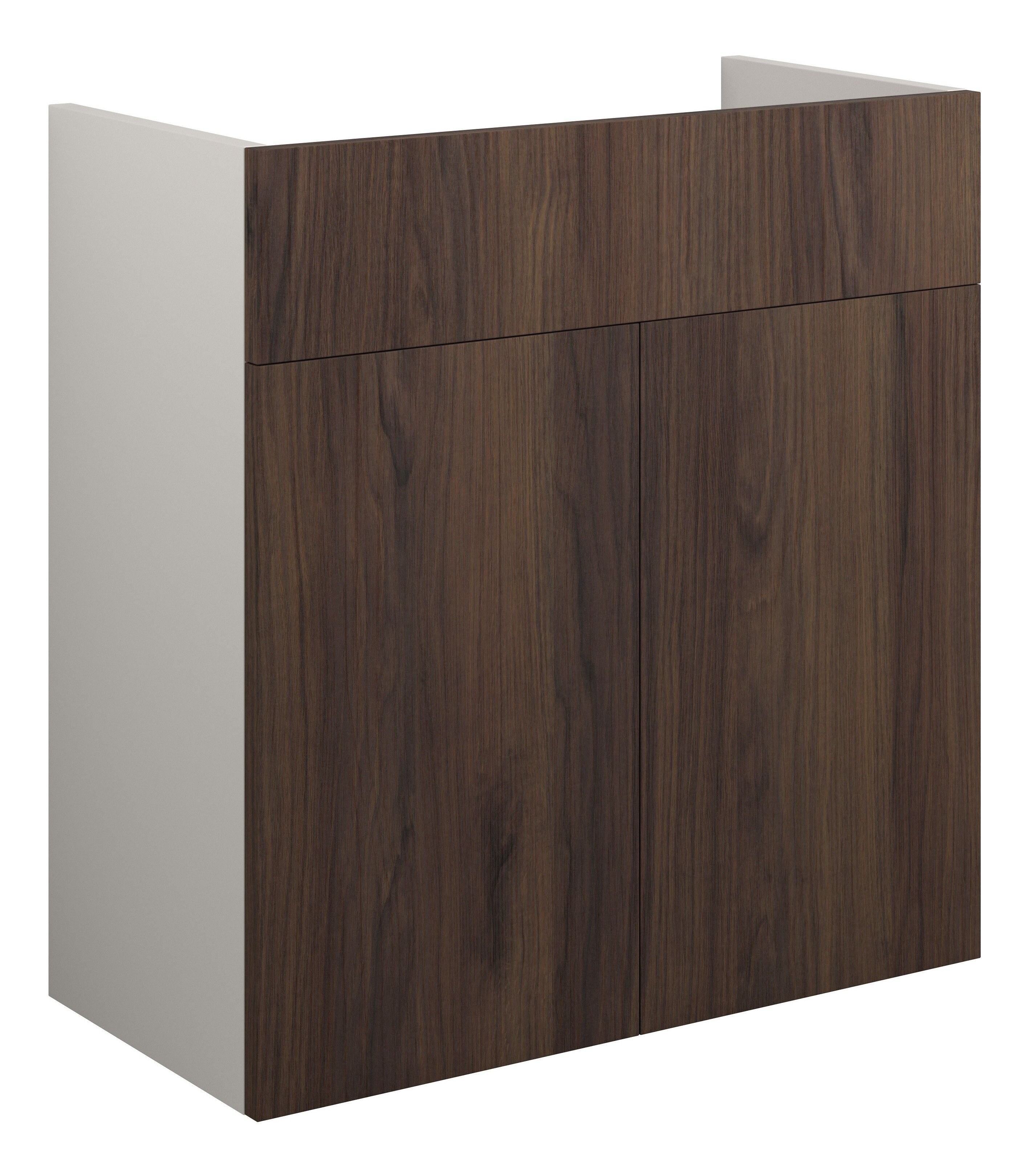 Adula Standard Basin Unit 600mm (2 Door) Warm Walnut (Grey Cabinet) [PLUM110833]