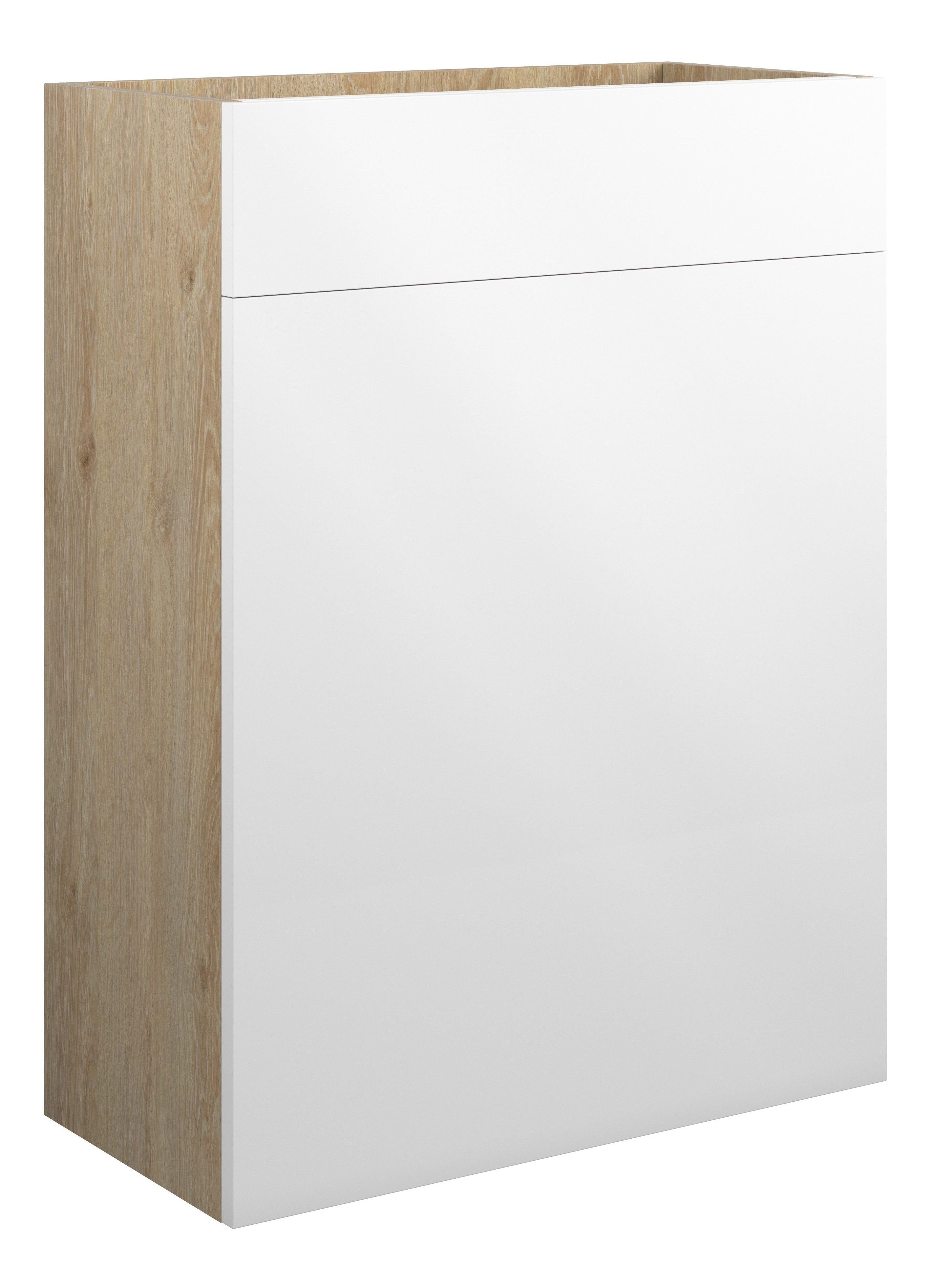 Adula Standard WC Unit 600mm White Gloss (Oak Cabinet) [PLUM110420]
