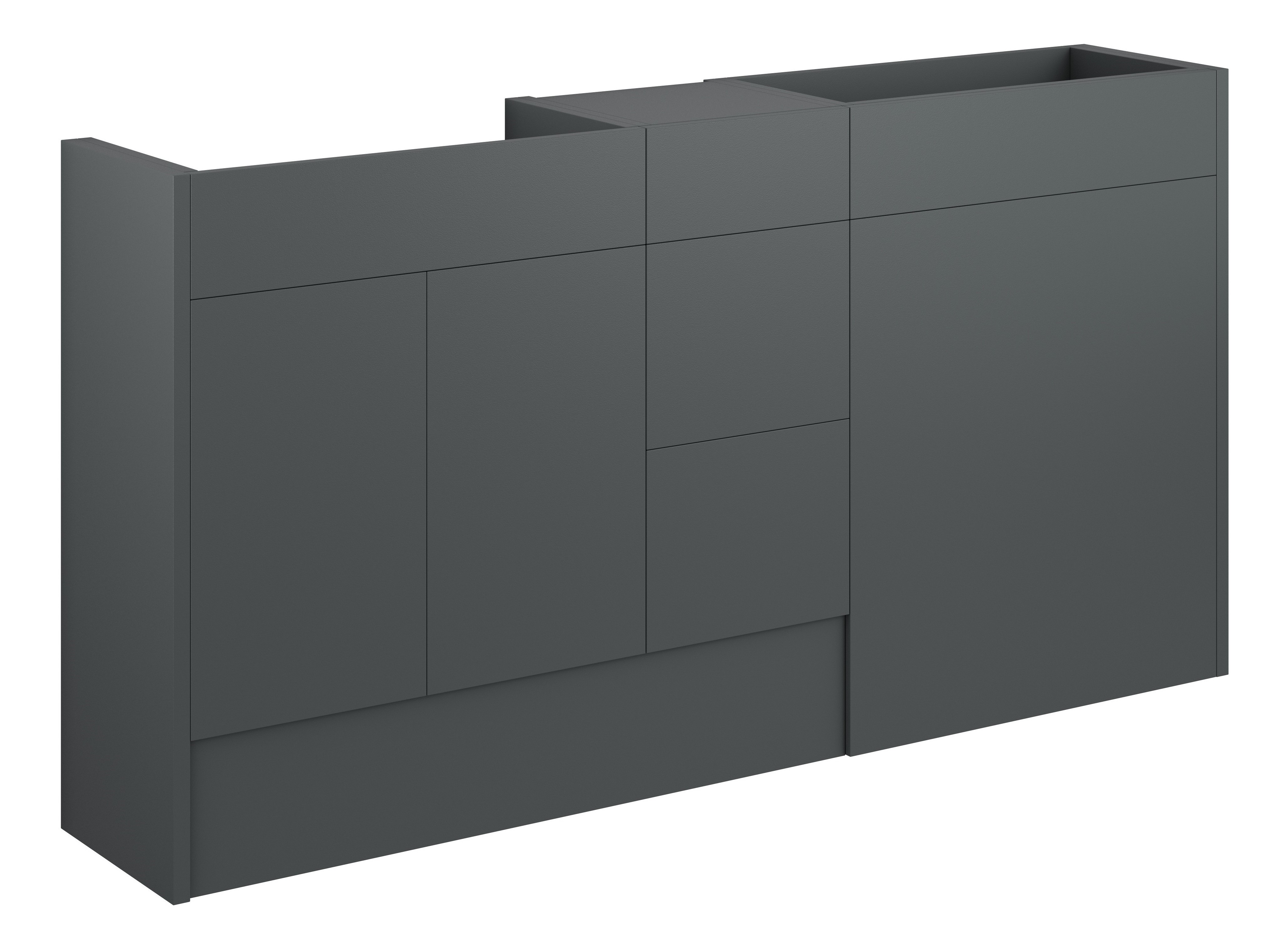 Adula Standard Basin & WC Unit with 3 Drawer Unit Pack 1536mm Matt Graphite Grey (Oak Cabinet) [PLUM110515]