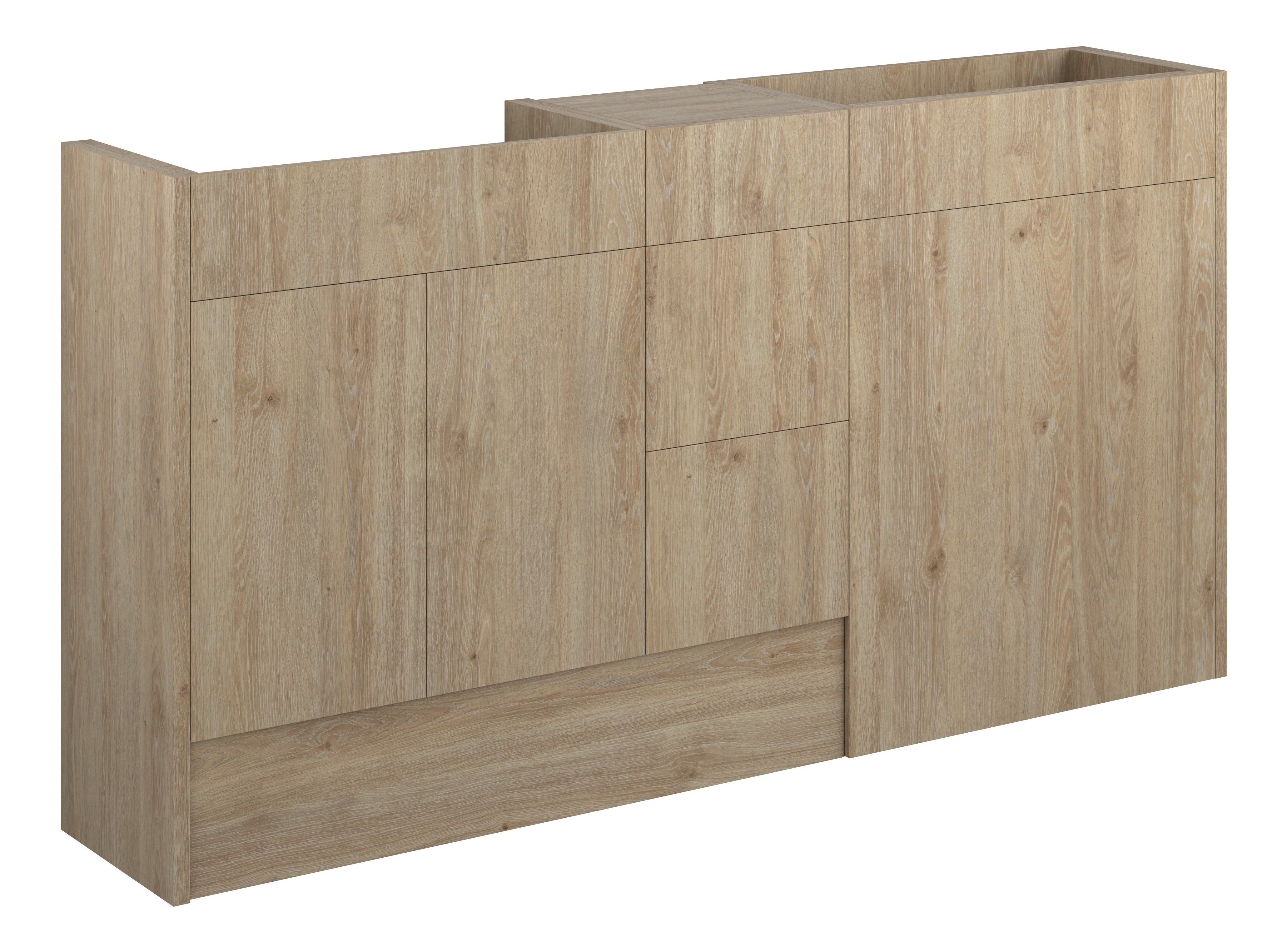 Adula Standard Basin & WC Unit with 3 Drawer Unit Pack 1536mm Havana Oak (Grey Cabinet) [PLUM110656]