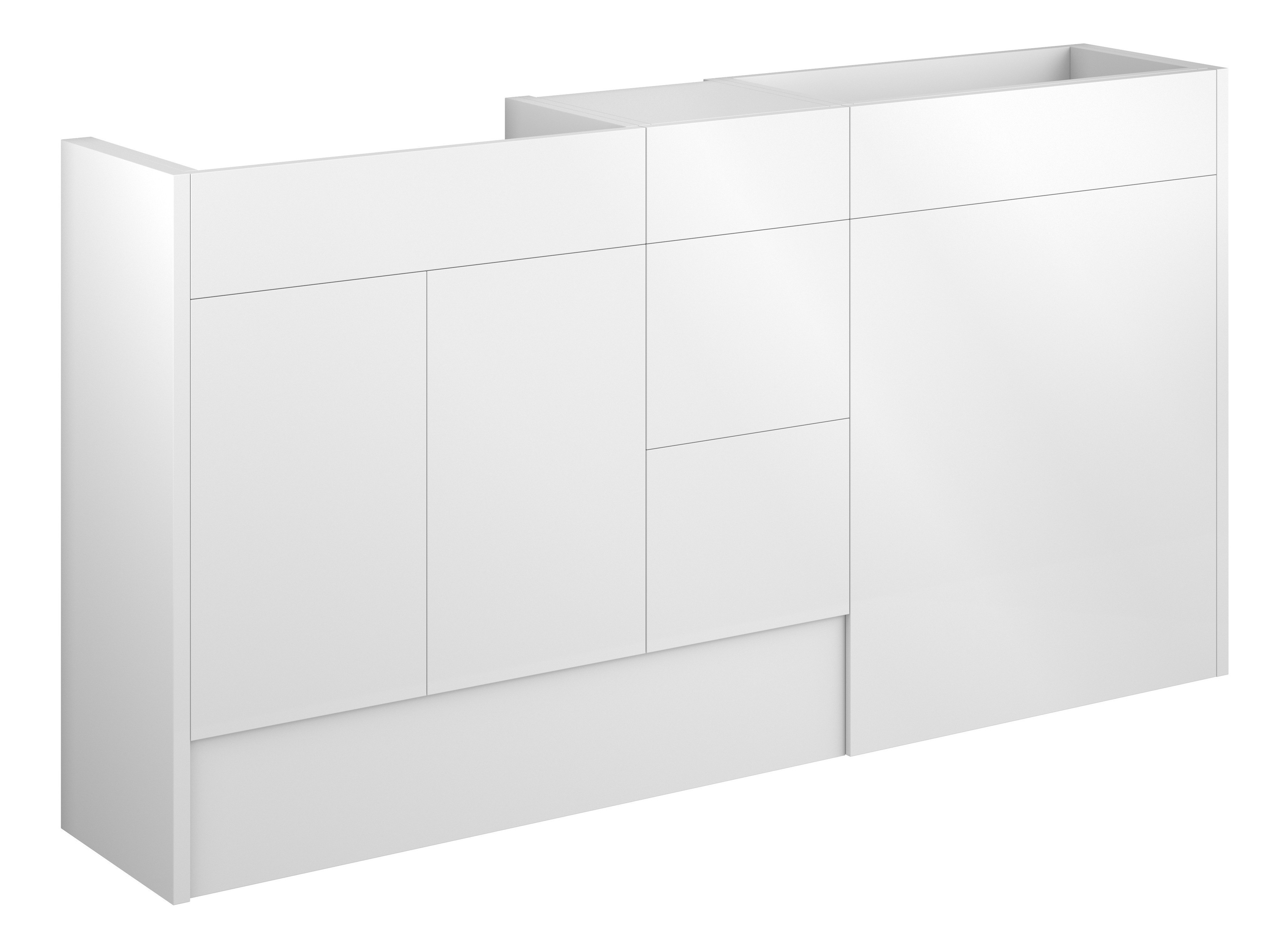 Adula Standard Basin & WC Unit with 3 Drawer Unit Pack 1536mm White Gloss (Grey Cabinet) [PLUM110443]