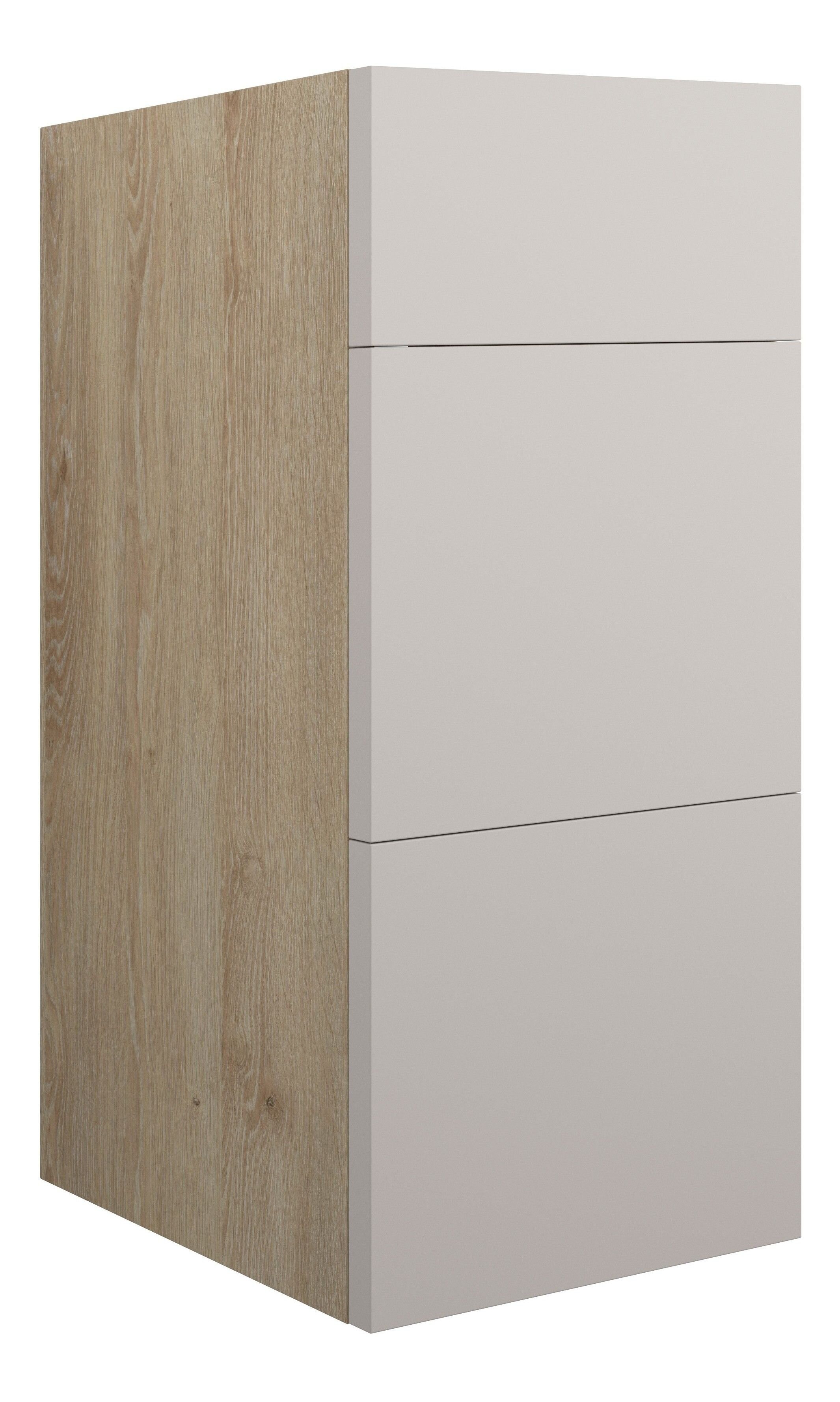 Adula Standard 3 Drawer Unit 300mm Matt Dove Grey (Oak Cabinet) [PLUM110535]