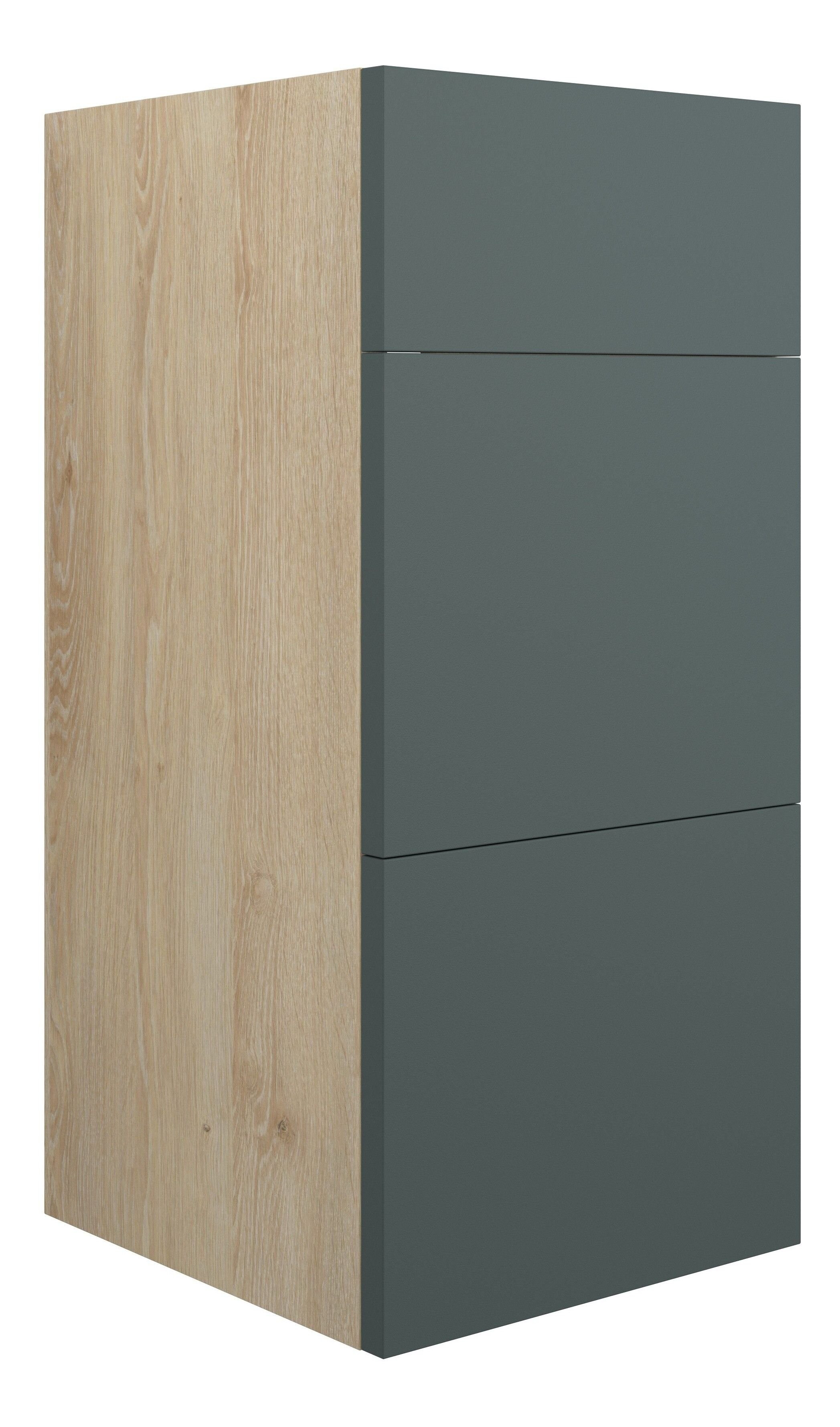 Adula Standard 3 Drawer Unit 300mm Matt Green (Oak Cabinet) [PLUM110748]