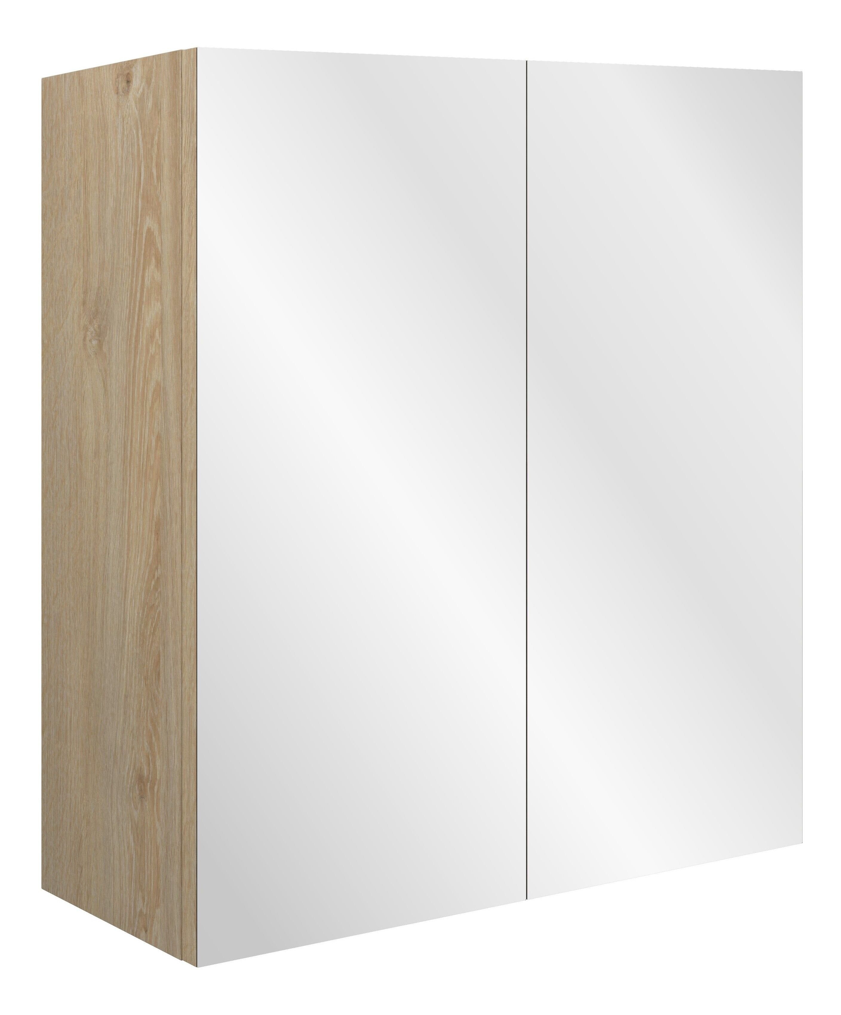 Adula Mirrored Wall Unit 600mm Matt Graphite Grey (Oak Cabinet) [PLUM110494]