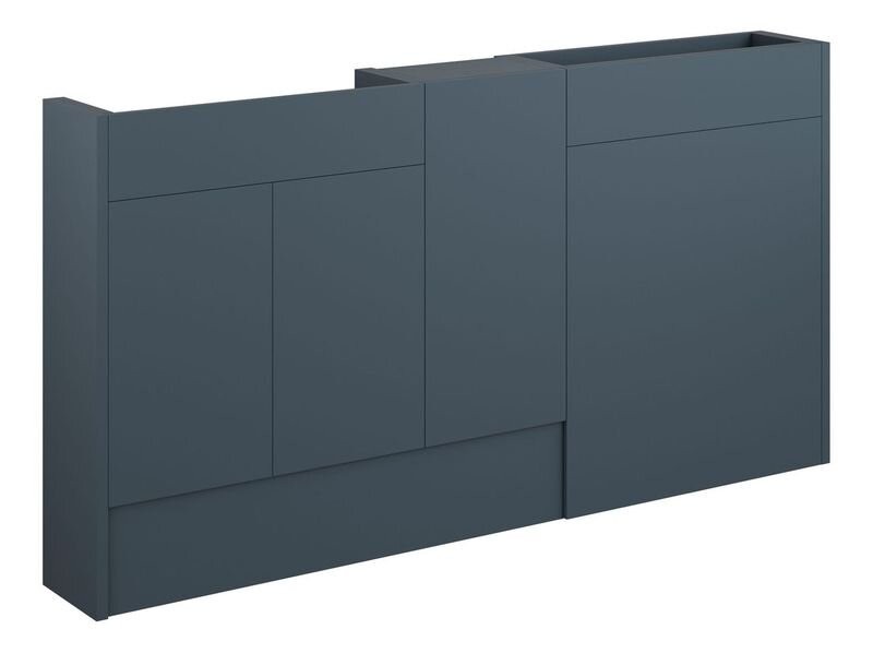 Adula Slim Basin & WC Unit with 1 Door Unit Pack 1536mm Matt Arley Blue (Grey Cabinet) [PLUM110937]