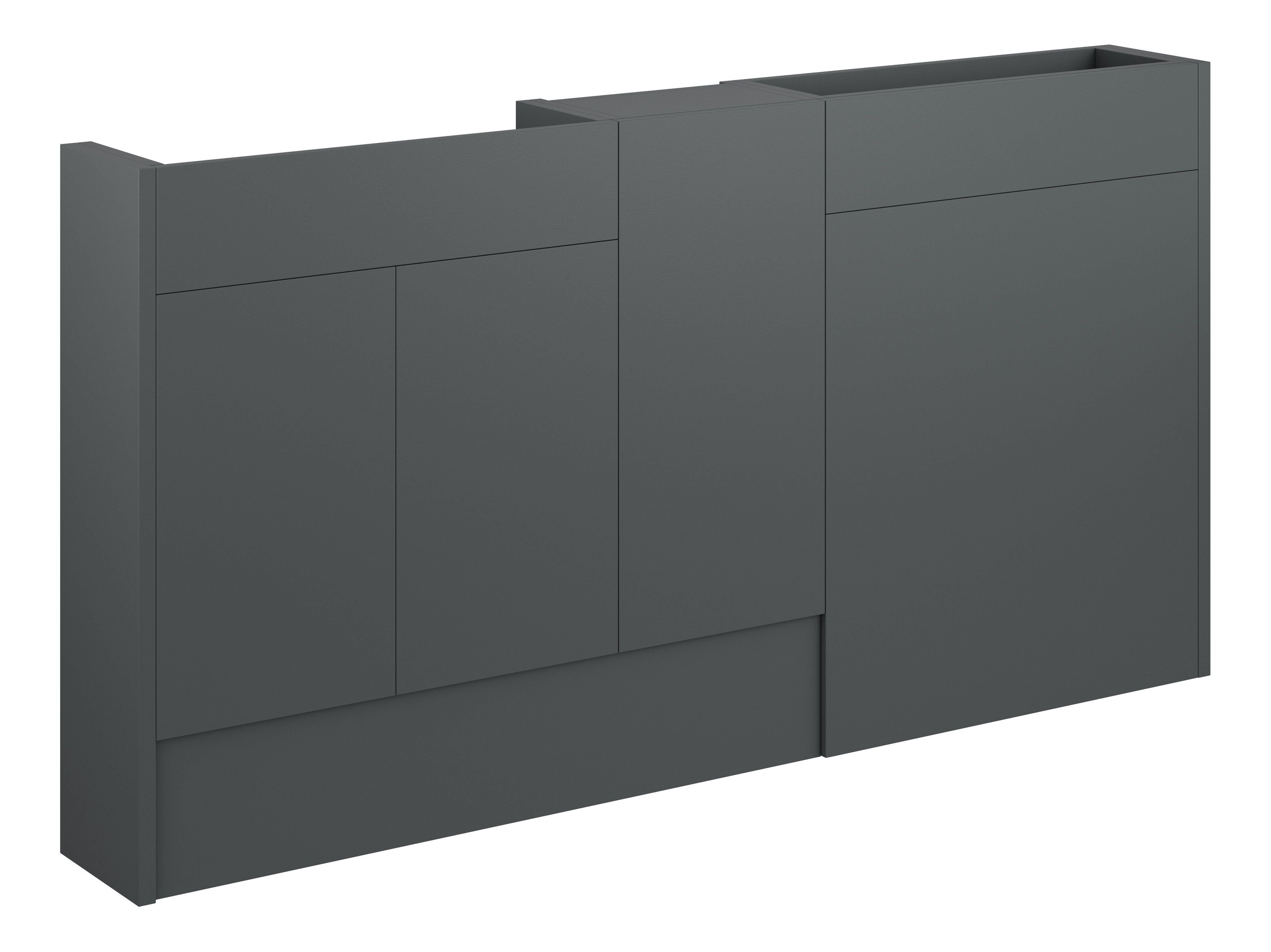Adula Slim Basin & WC Unit with 1 Door Unit Pack 1536mm Matt Graphite Grey (Grey Cabinet) [PLUM110511]