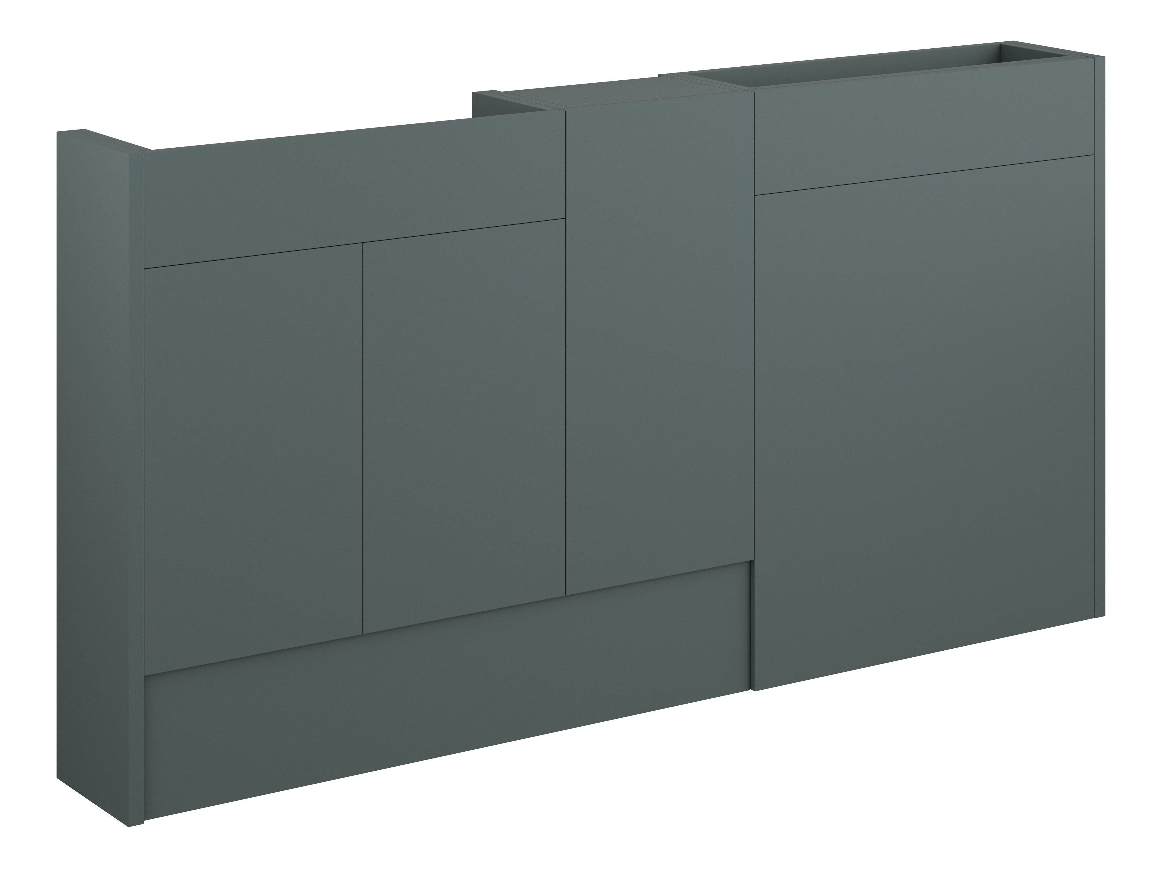 Adula Slim Basin & WC Unit with 1 Door Unit Pack 1536mm Matt Green (Grey Cabinet) [PLUM110795]