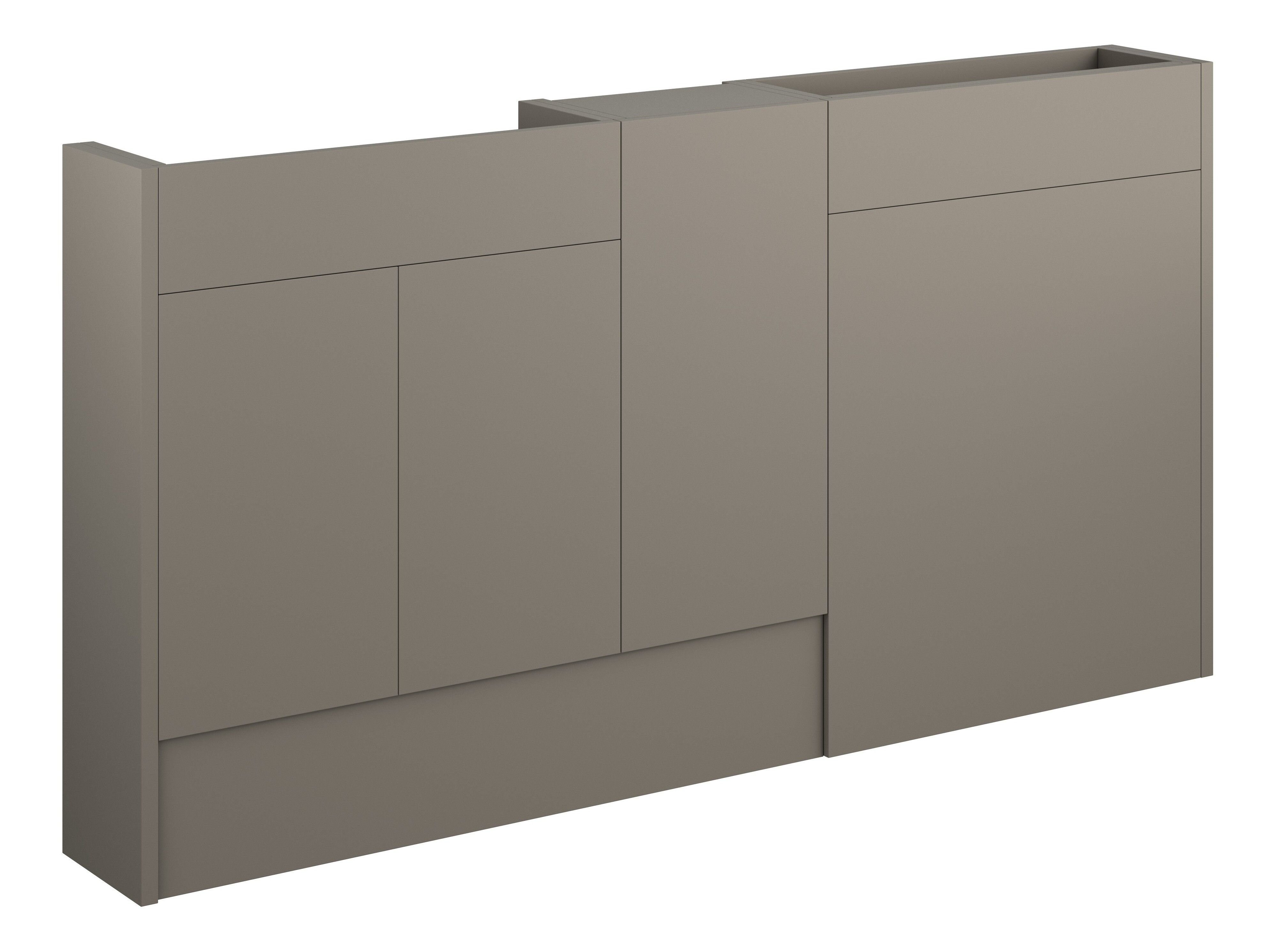 Adula Slim Basin & WC Unit with 1 Door Unit Pack 1536mm Matt Stone (Oak Cabinet) [PLUM110725]