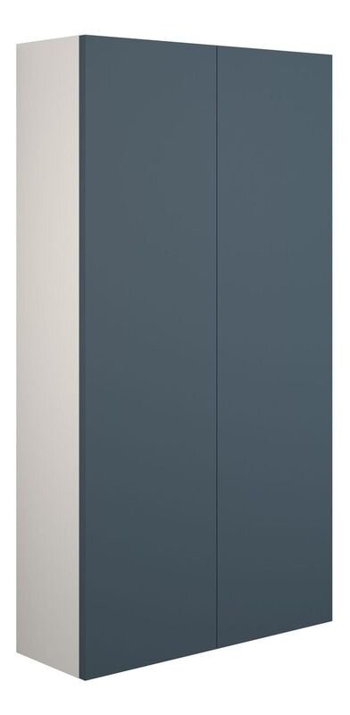 Adula Slim Wall Mounted Storage Unit (2 Door) 600mm Matt Arley Blue (Grey Cabinet) [PLUM110925]
