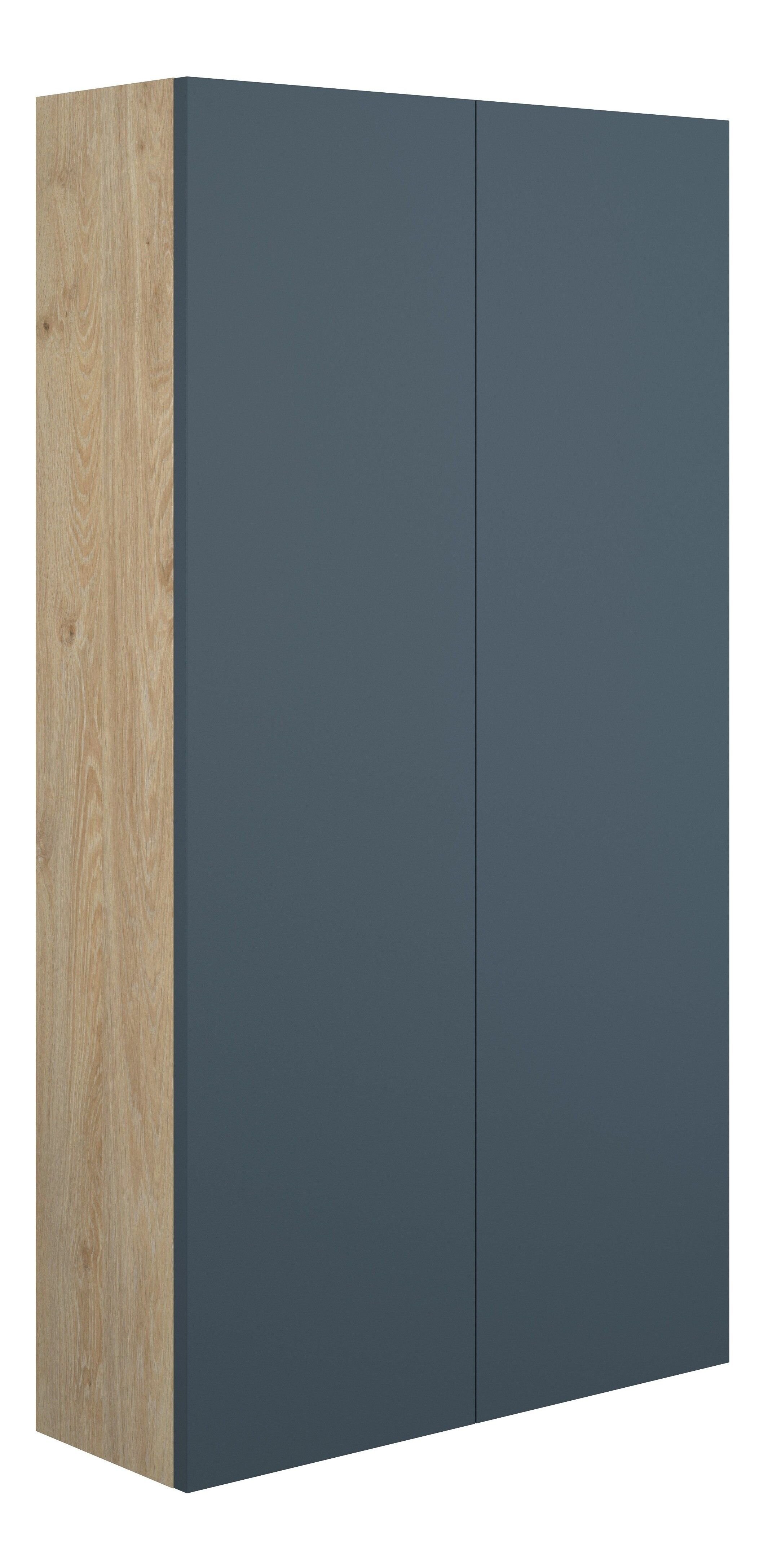 Adula Slim Wall Mounted Storage Unit (2 Door) 600mm Matt Arley Blue (Oak Cabinet) [PLUM110926]