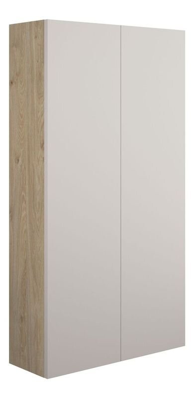 Adula Slim Wall Mounted Storage Unit (2 Door) 600mm Matt Dove Grey (Oak Cabinet) [PLUM110571]