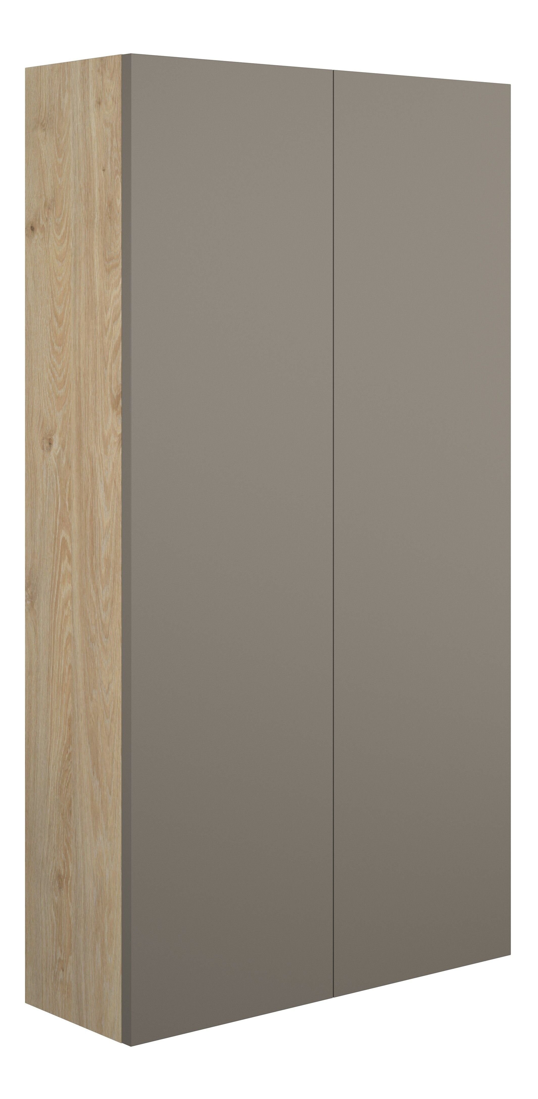 Adula Slim Wall Mounted Storage Unit (2 Door) 600mm Matt Stone (Oak Cabinet) [PLUM110713]