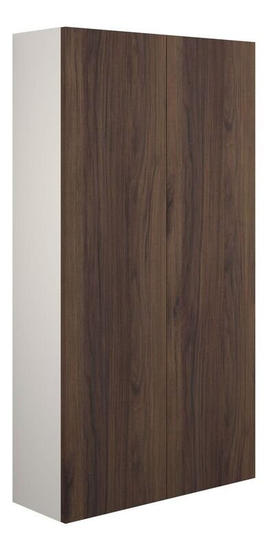 Adula Slim Wall Mounted Storage Unit (2 Door) 600mm Warm Walnut (Grey Cabinet) [PLUM110854]