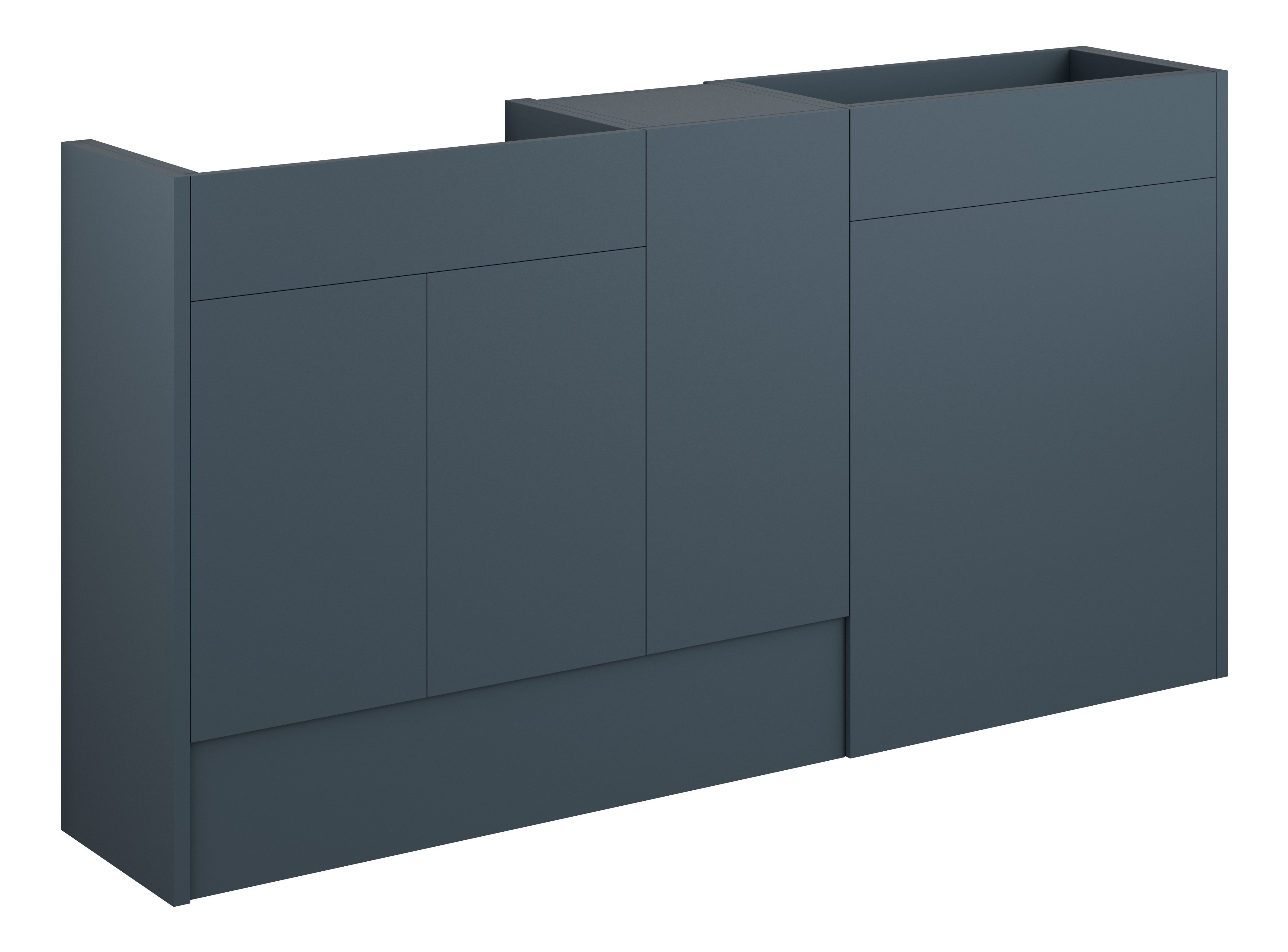 Adula Standard Basin & WC Unit with 1 Door Unit Pack 1536mm Matt Arley Blue (Oak Cabinet) [PLUM110935]