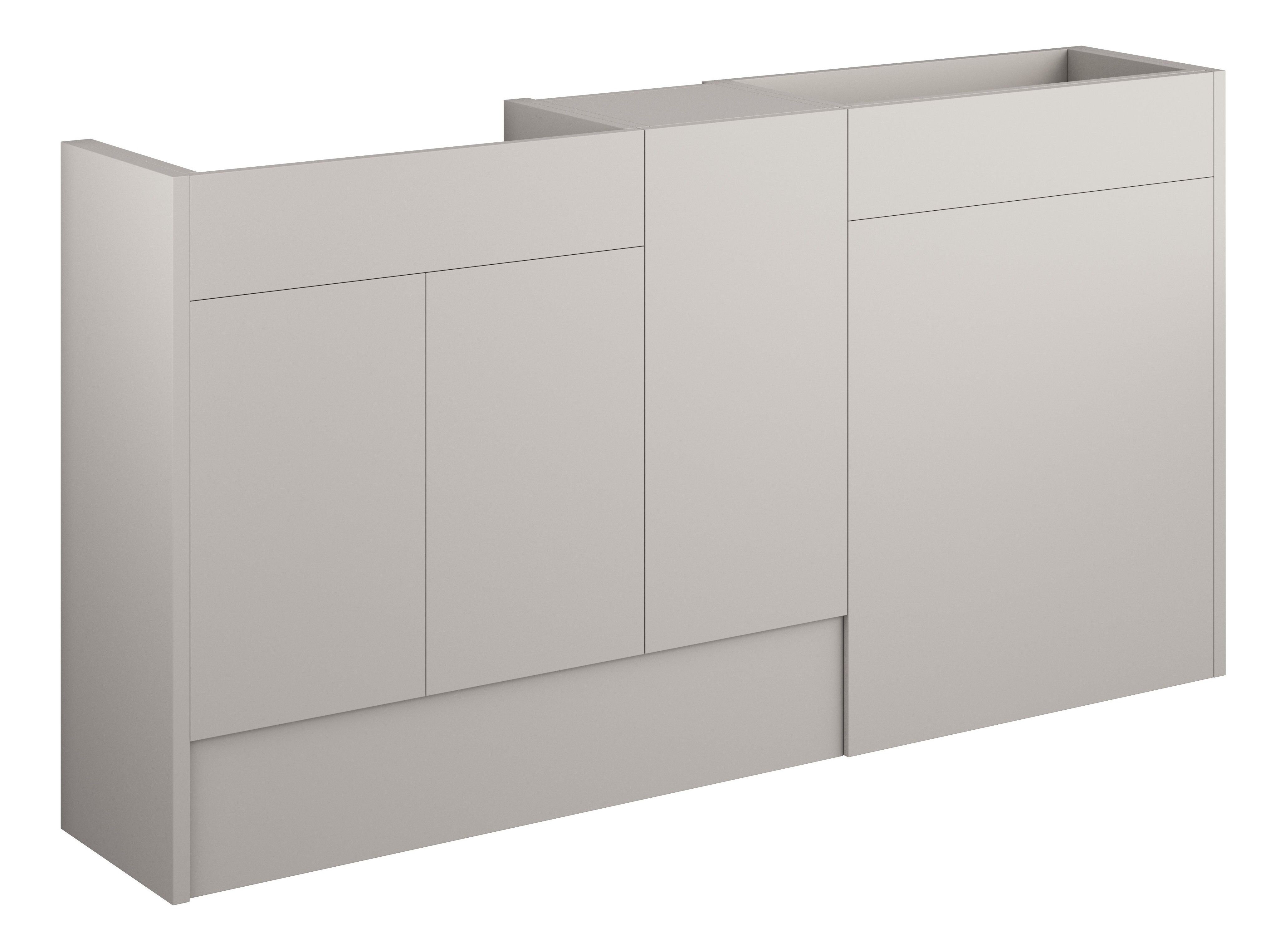 Adula Standard Basin & WC Unit with 1 Door Unit Pack 1536mm Matt Dove Grey (Grey Cabinet) [PLUM110579]