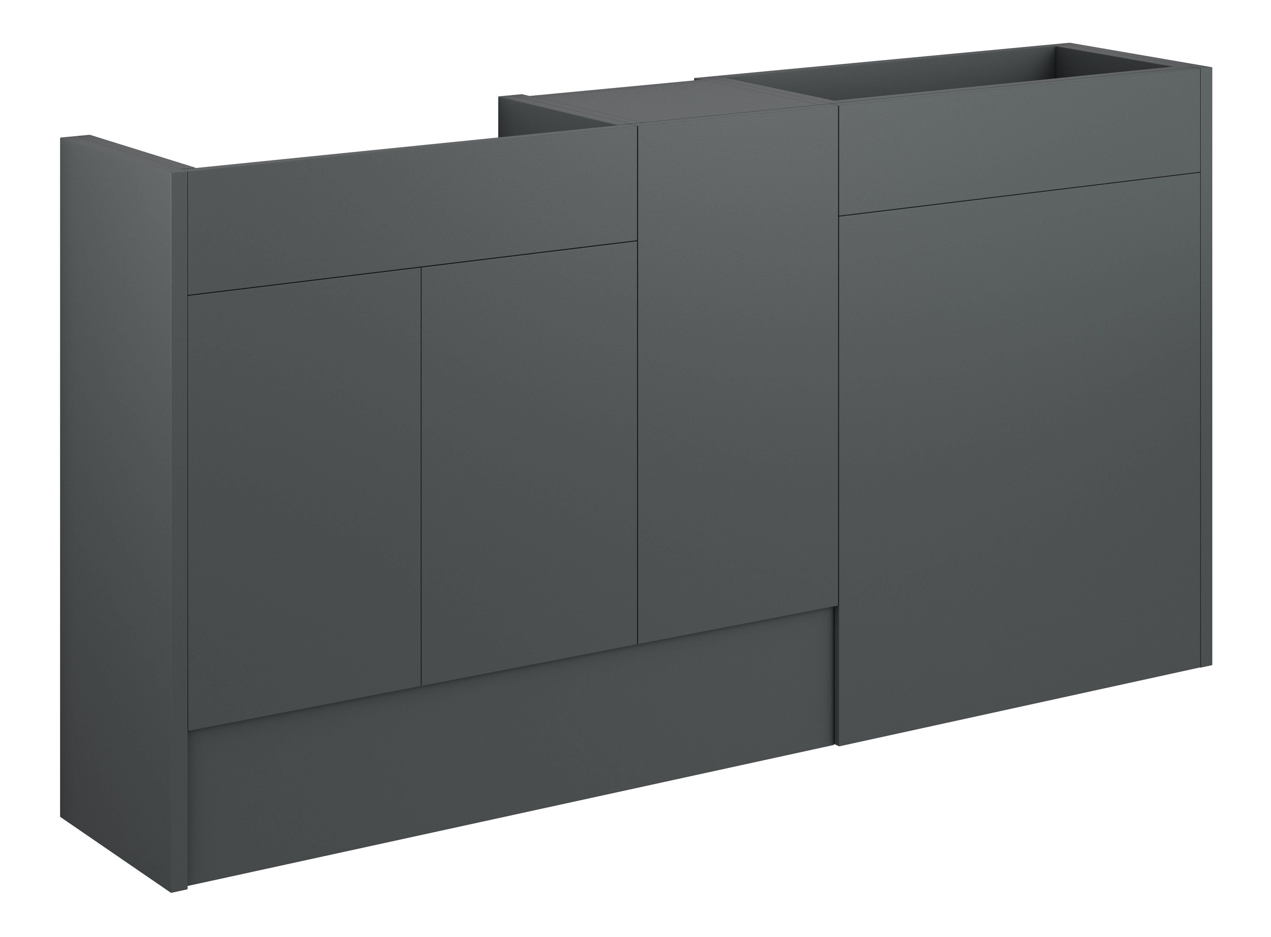 Adula Standard Basin & WC Unit with 1 Door Unit Pack 1536mm Matt Graphite Grey (Oak Cabinet) [PLUM110509]