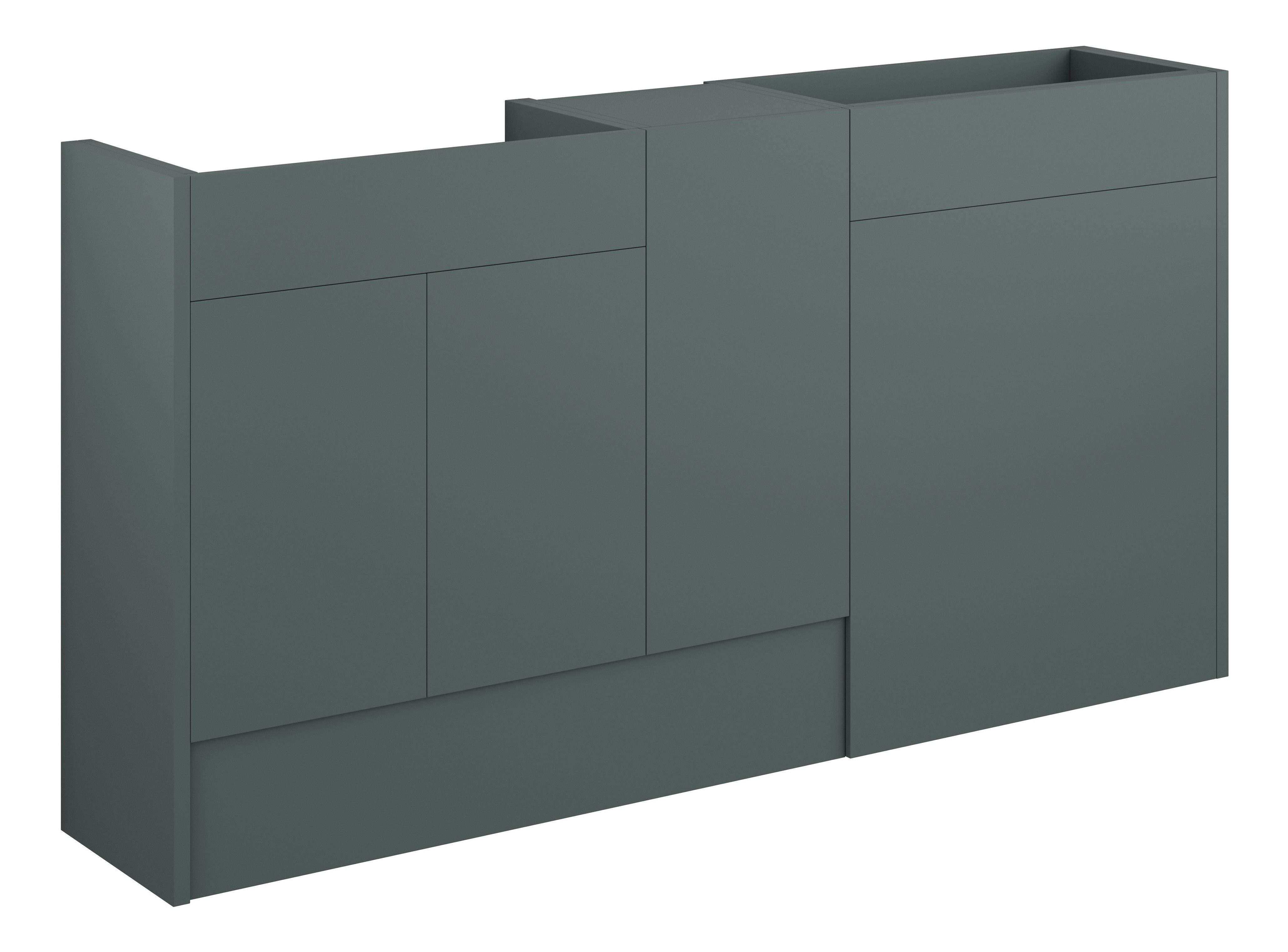 Adula Standard Basin & WC Unit with 1 Door Unit Pack 1536mm Matt Green (Oak Cabinet) [PLUM110793]