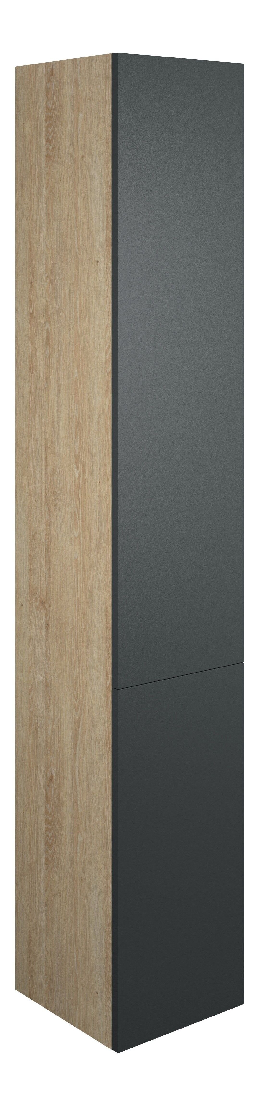 Adula Tall Unit (2 Door) 1760mm Matt Graphite Grey (Oak Cabinet) [PLUM110467]