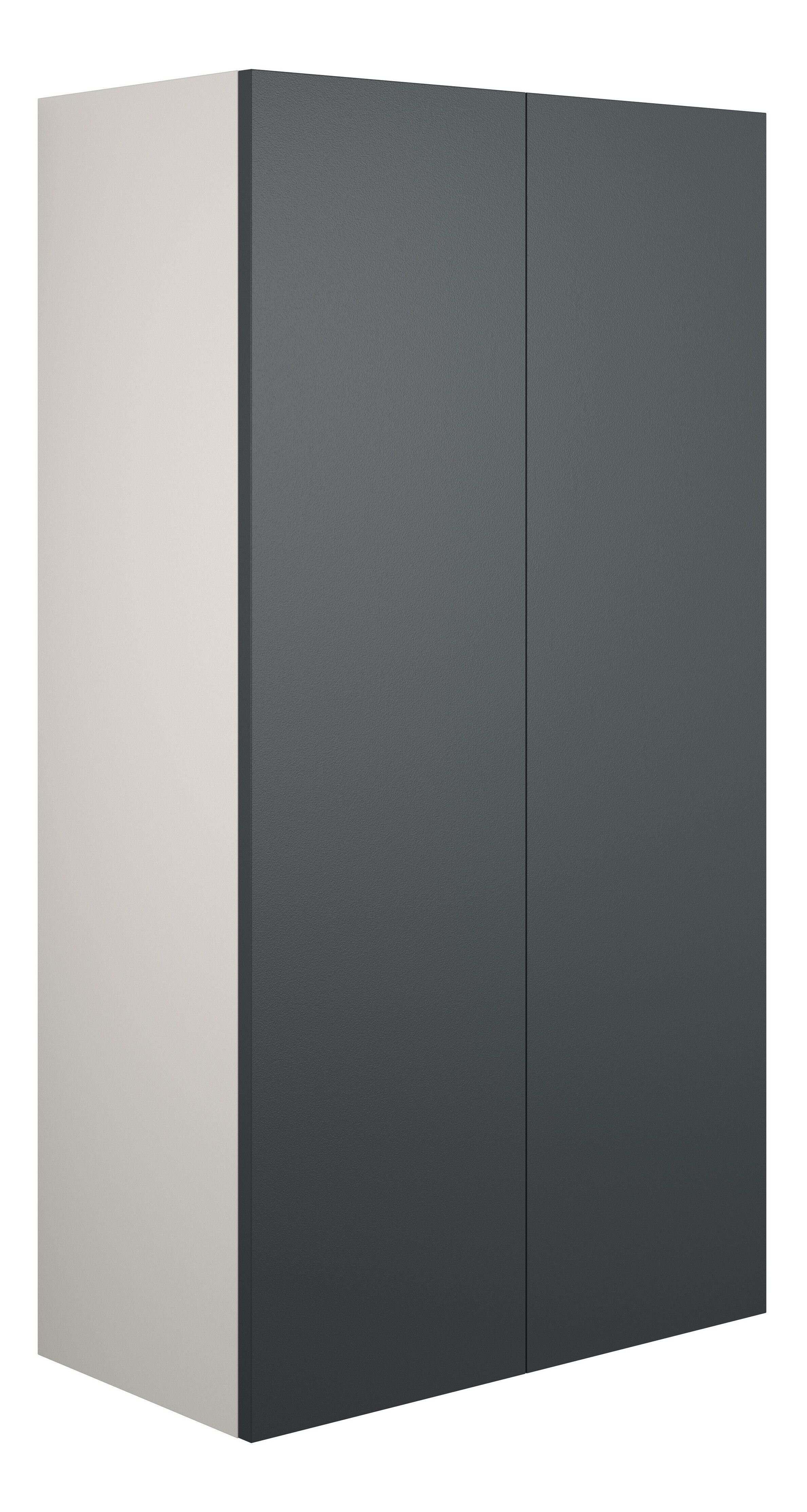Adula Standard Wall Mounted Storage Unit (2 Door) 600mm Matt Graphite Grey (Grey Cabinet) [PLUM110496]