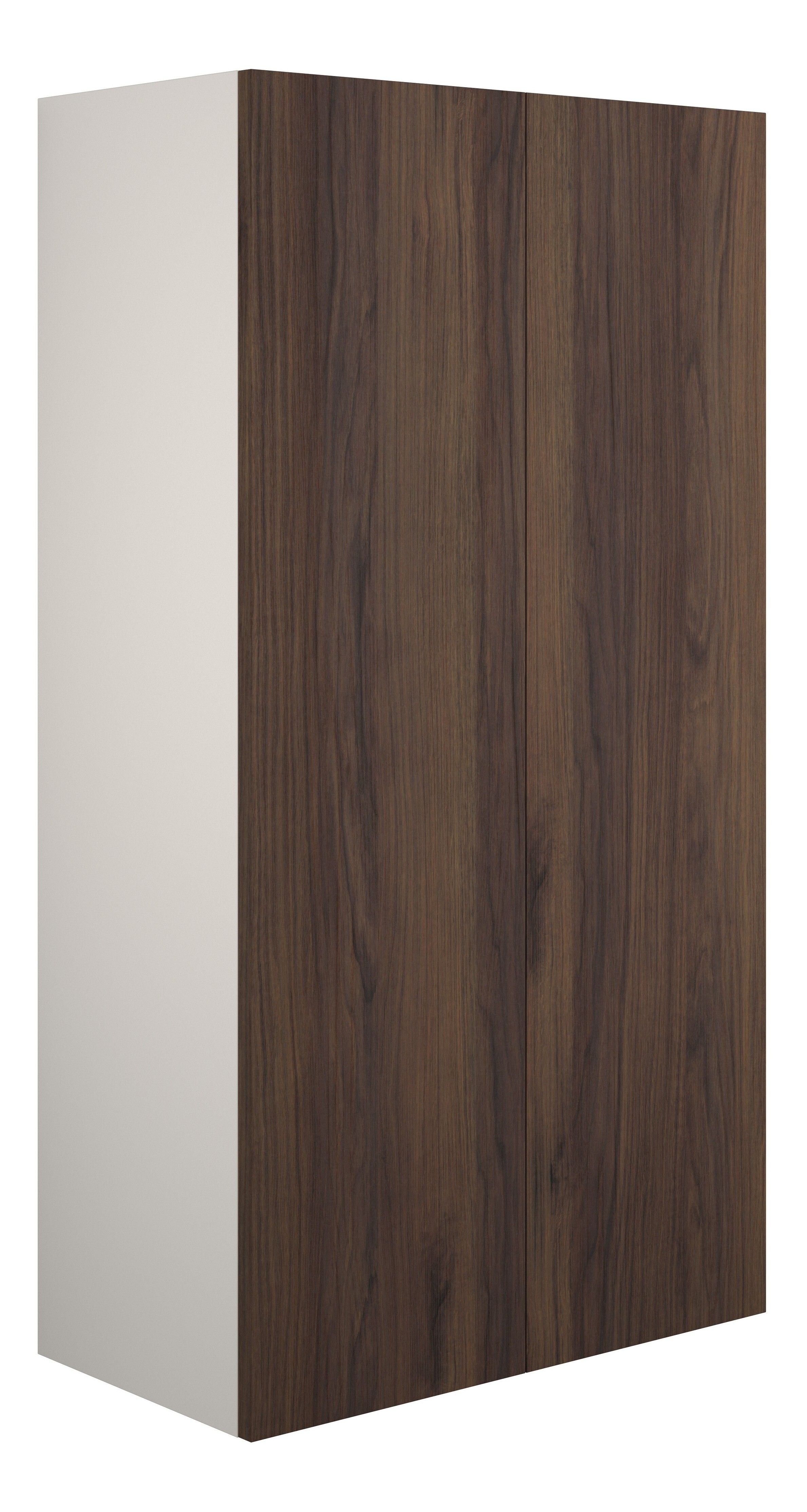 Adula Standard Wall Mounted Storage Unit (2 Door) 600mm Warm Walnut (Grey Cabinet) [PLUM110851]