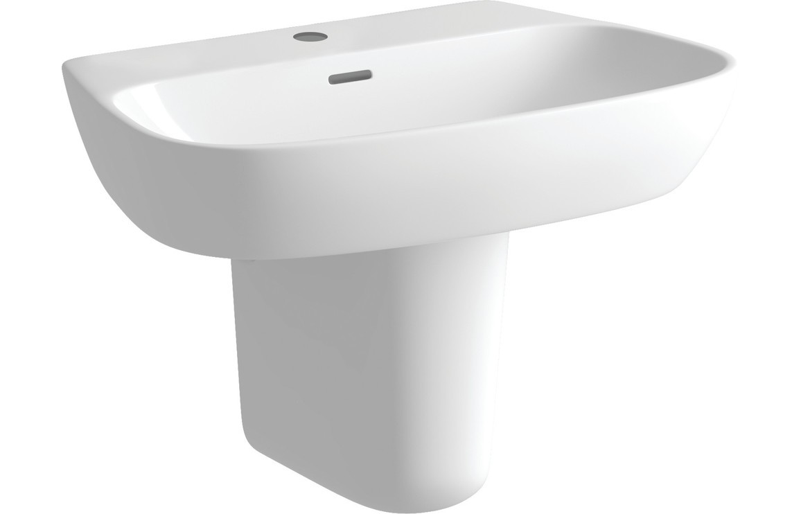 Alcamo 600mm Basin & Semi Pedestal White [PLUM1751]