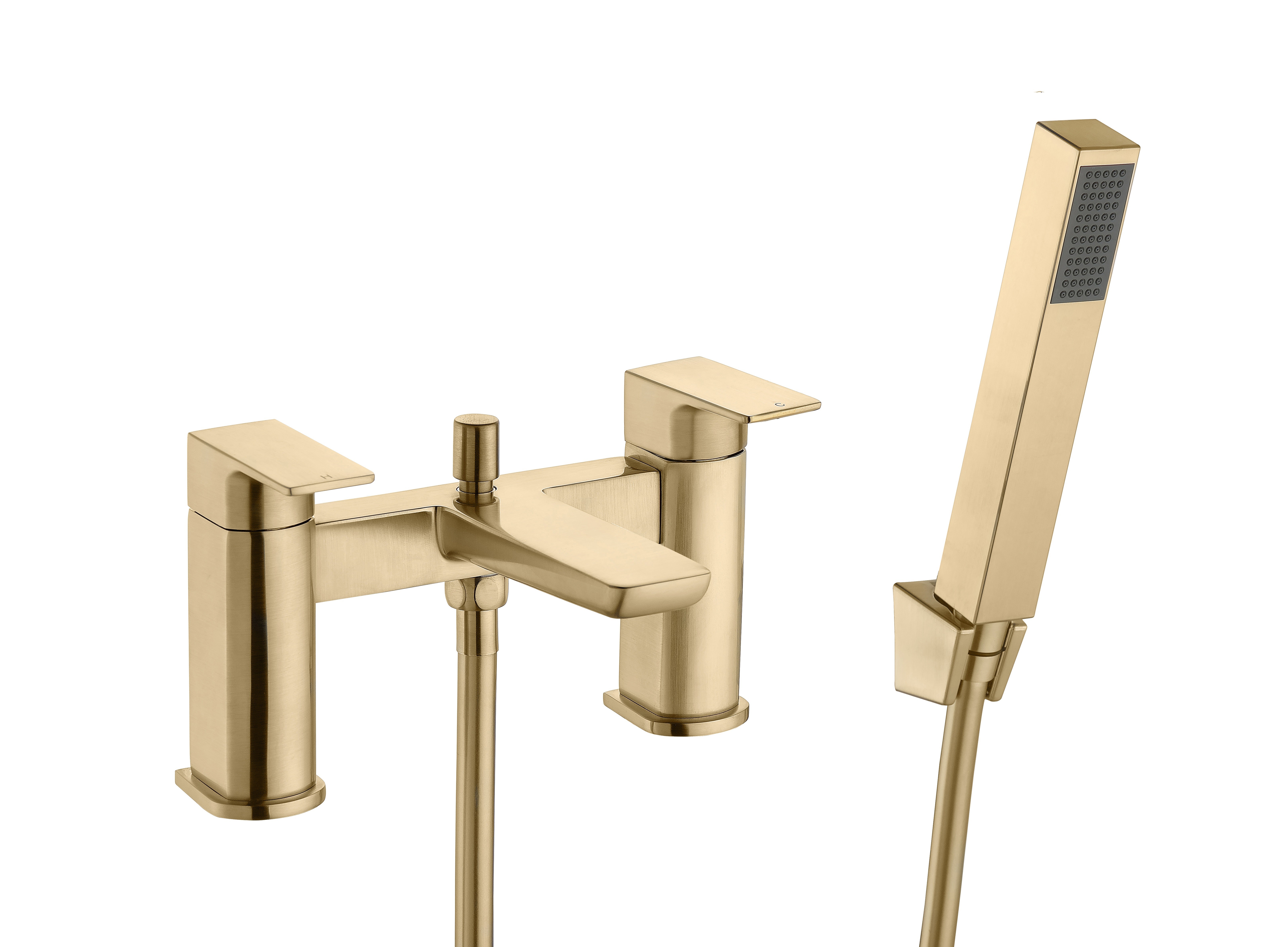 Benevento Bath & Shower Mixer Tap with Wall Bracket Brushed Brass [PLUM105810]