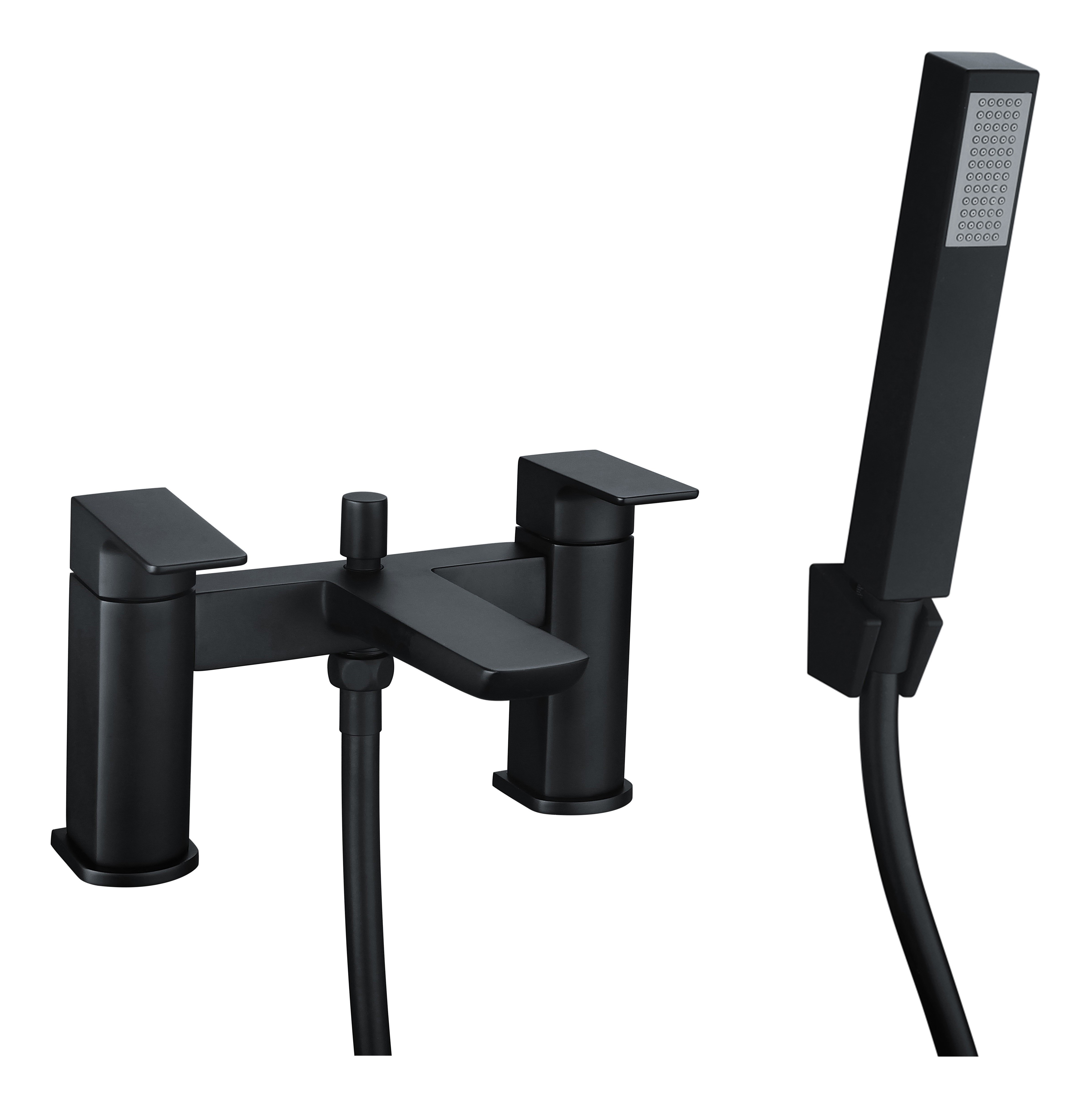 Benevento Bath & Shower Mixer Tap with Wall Bracket Matt Black [PLUM105794]