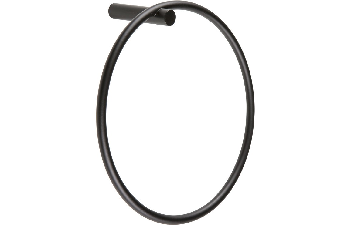 Bologna Towel Ring 200mm Matt Black [PLUM101682]