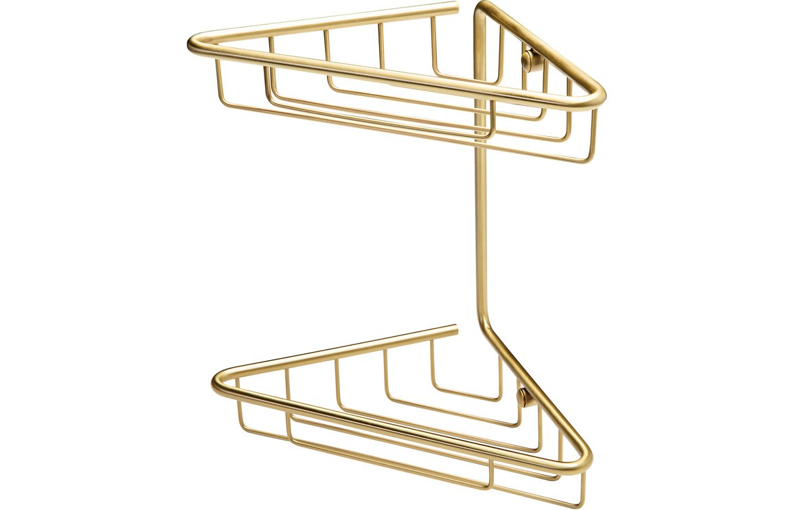 Este 2-Tier Corner Shower Caddy 210 x 195mm Brushed Brass [PLUM105487]