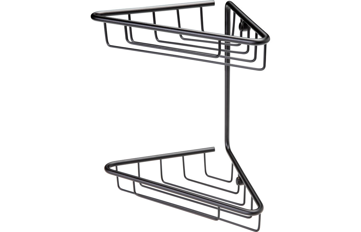 Este 2-Tier Corner Shower Caddy 210 x 195mm Matt Black [PLUM105490]