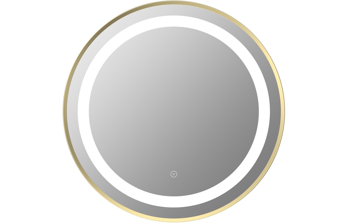 Halano Round Front-Lit LED Mirror 600mm Brushed Brass [PLUM106253]