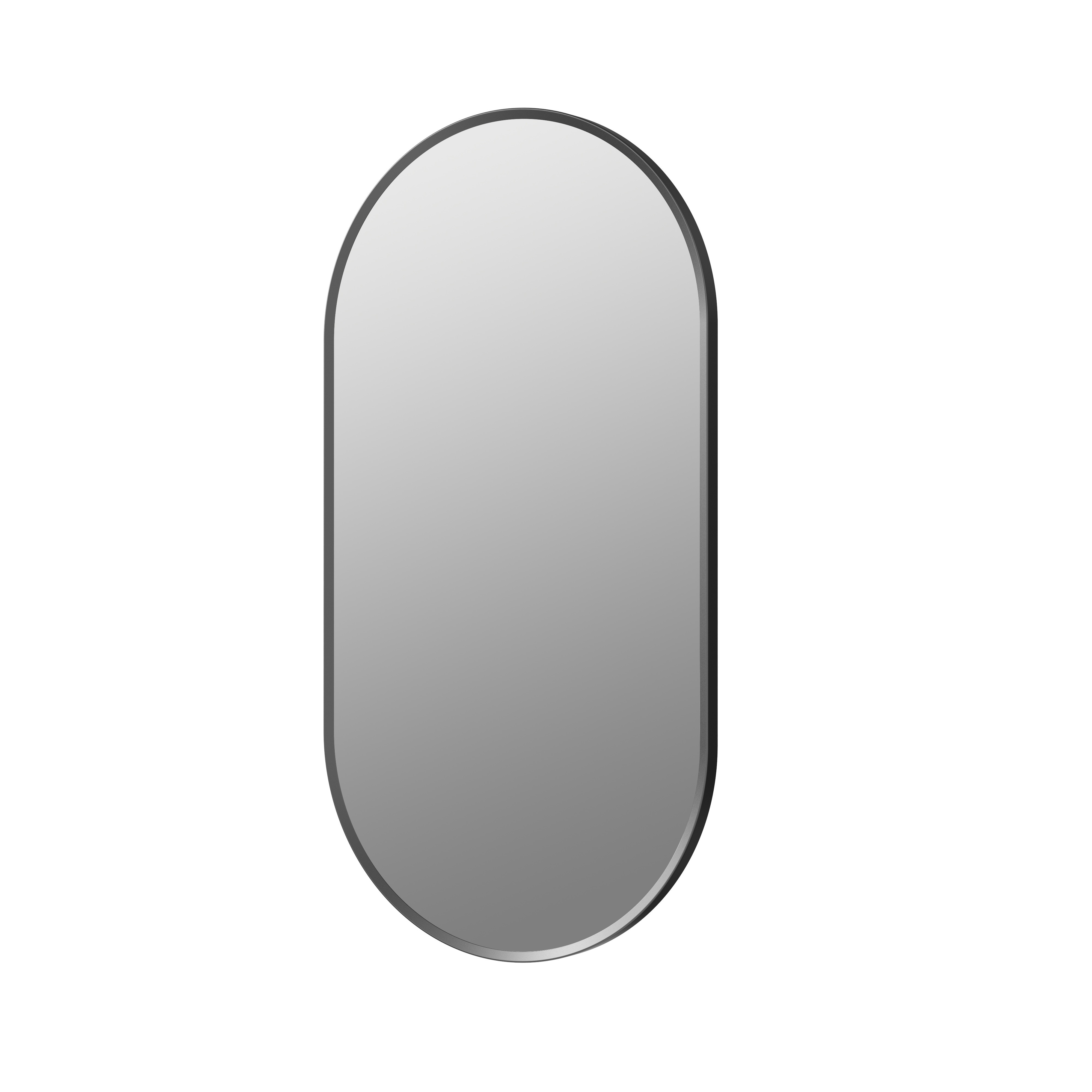 Isso Oblong Mirror 800 x 400mm Matt Black [PLUM106266]