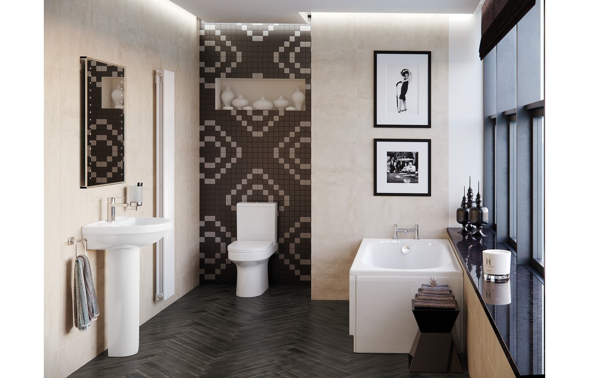 Lodi Full Bathroom Set inc. Bath with Black Fittings [PLUM108110]