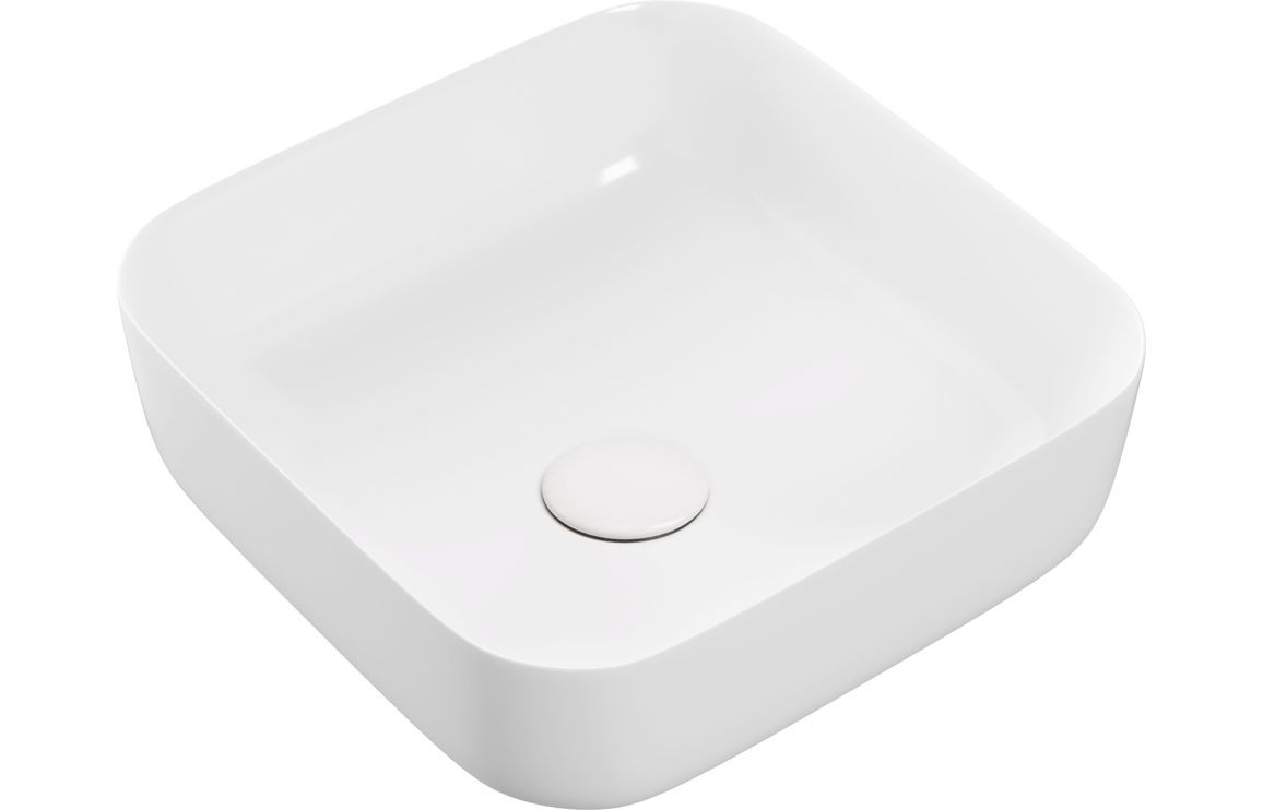 Lucca Ceramic Square Washbowl & Waste 400mm Matt White [PLUM104931]